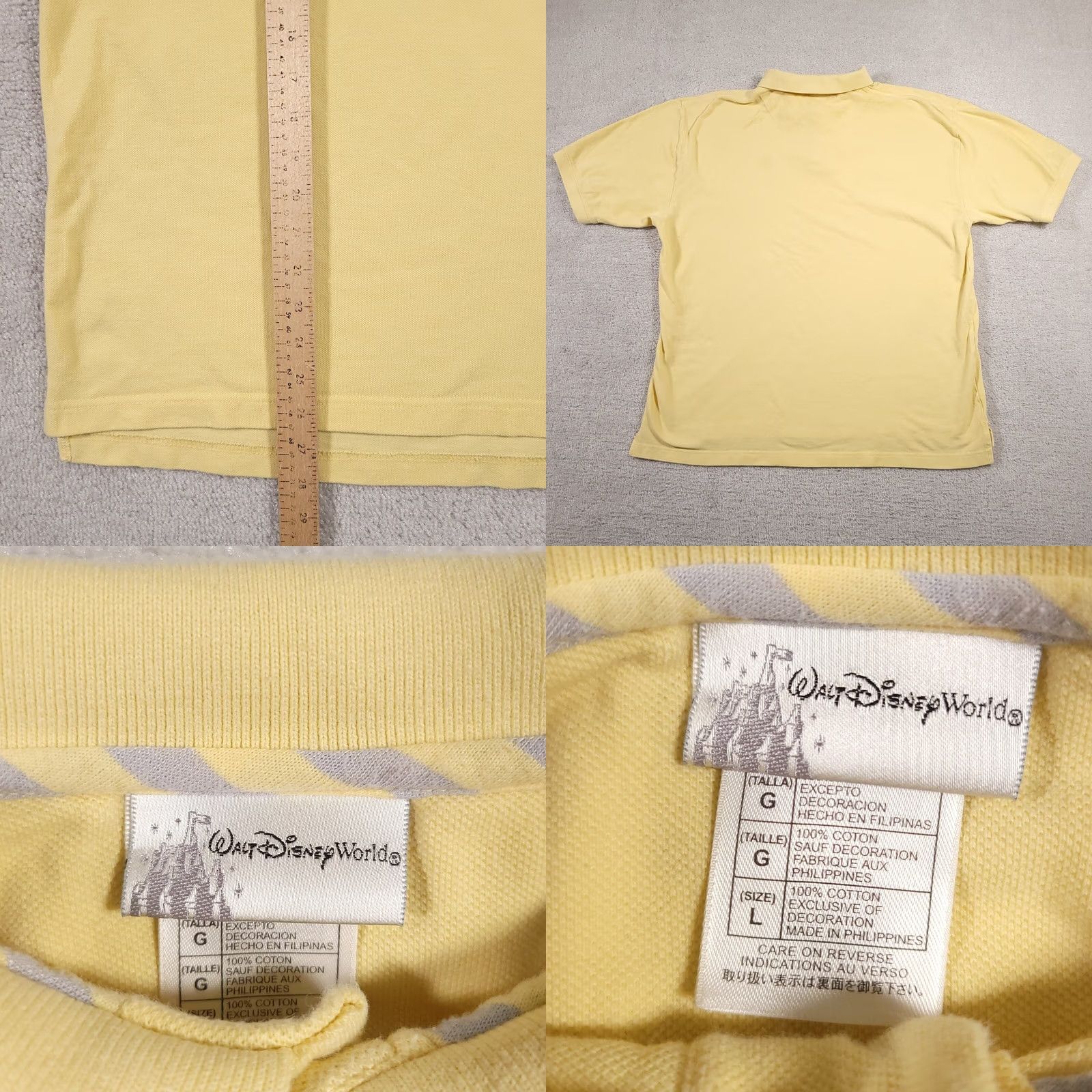 Disney Walt Disney World Polo Shirt Mens L Yellow Embroidered Mickey Mouse Golf Size US L / EU 52-54 / 3 - 9 Thumbnail