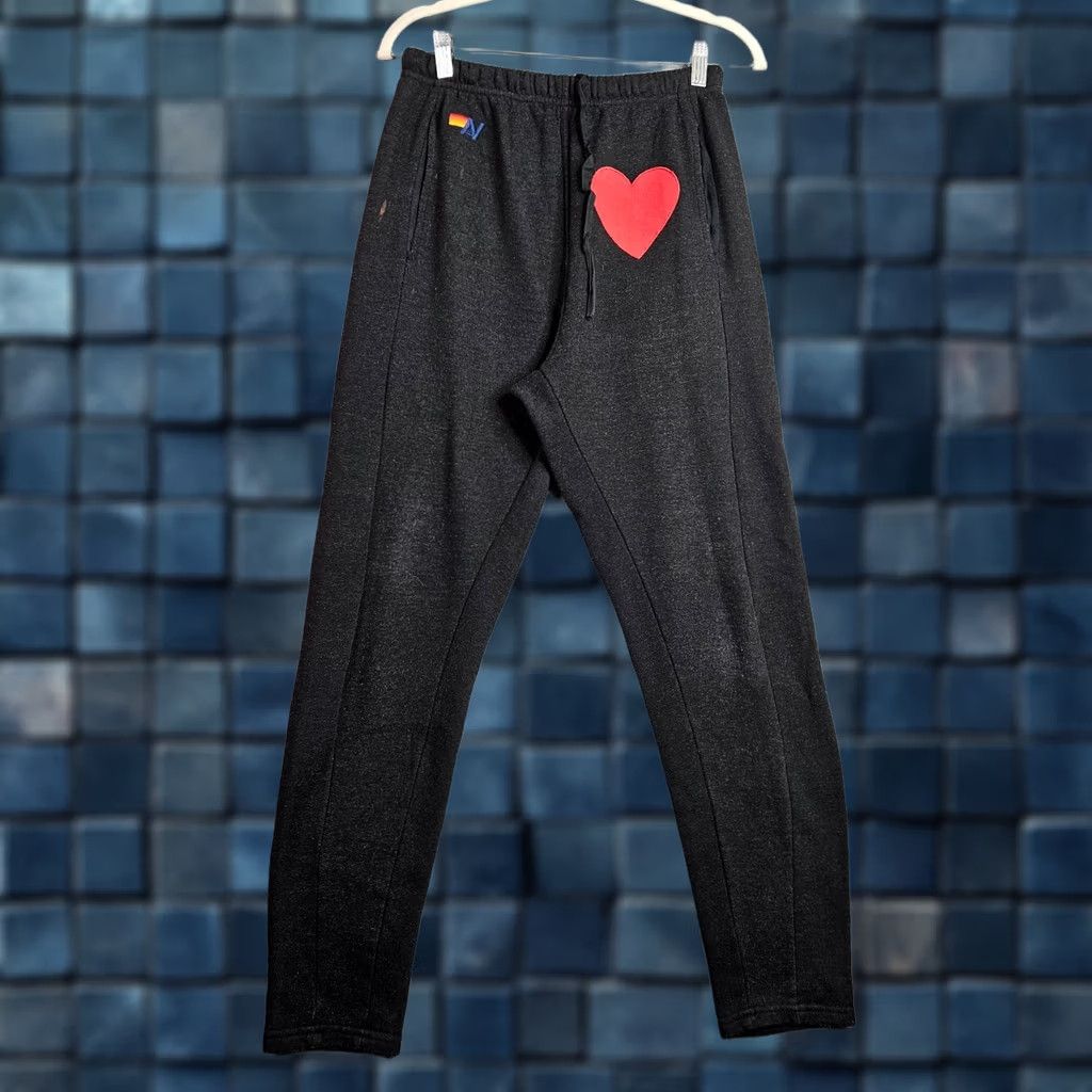 Aviator Nation Aviator Nation Sweatpants Unisex Adult M Black Red Heart Joggers Size 32" / US 10 / IT 46 - 1 Thumbnail