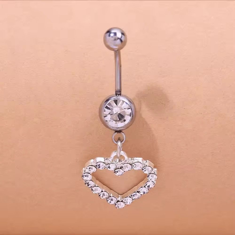 Vintage Stonefans Rhinestone Heart Belly Button Nails Body Size ONE SIZE - 2 Thumbnail
