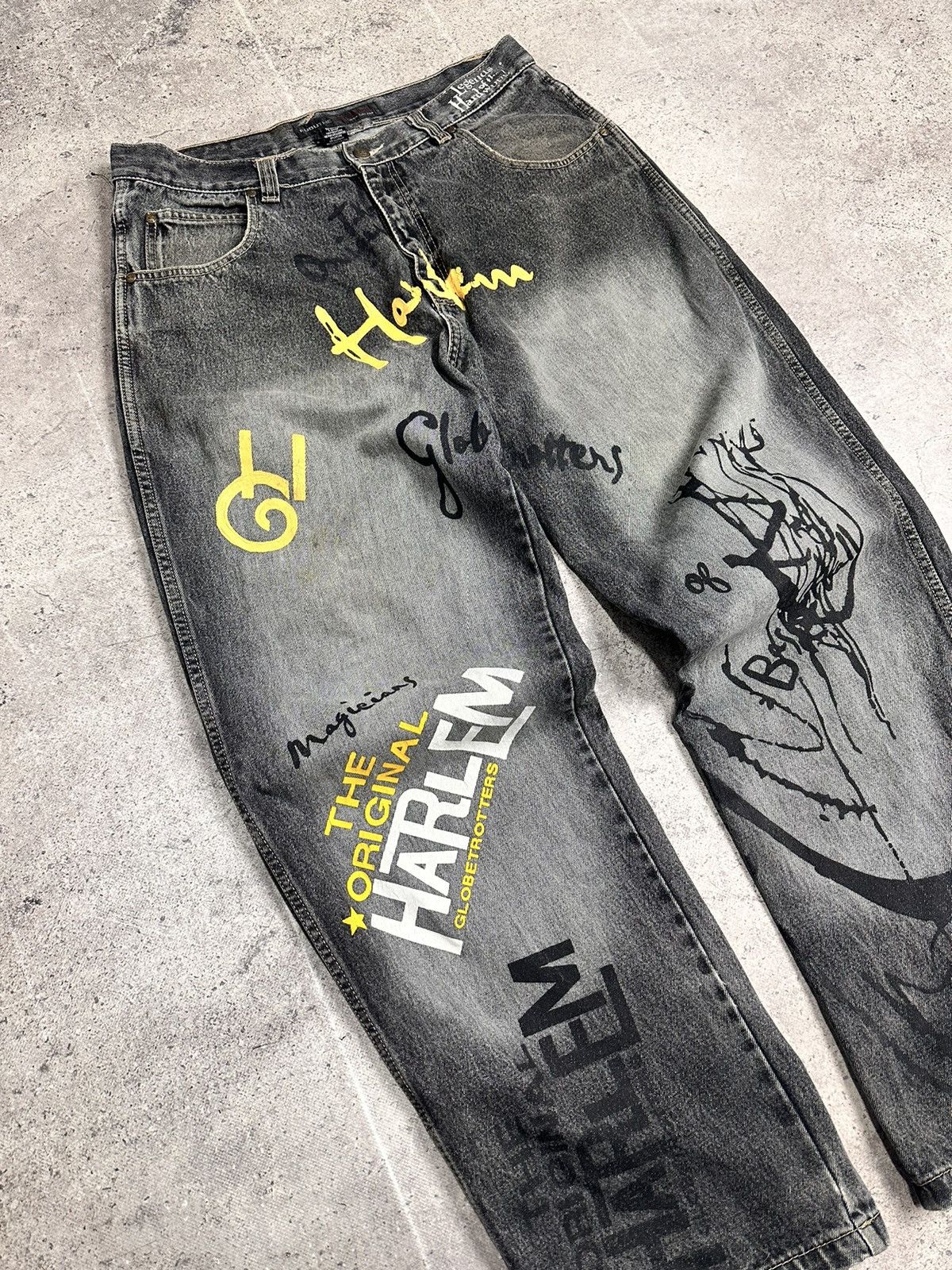 Fubu Fubu Black Baggy Denim Jeans Hip Hop 90s Street JNCO Size US 36 / EU 52 - 2 Thumbnail