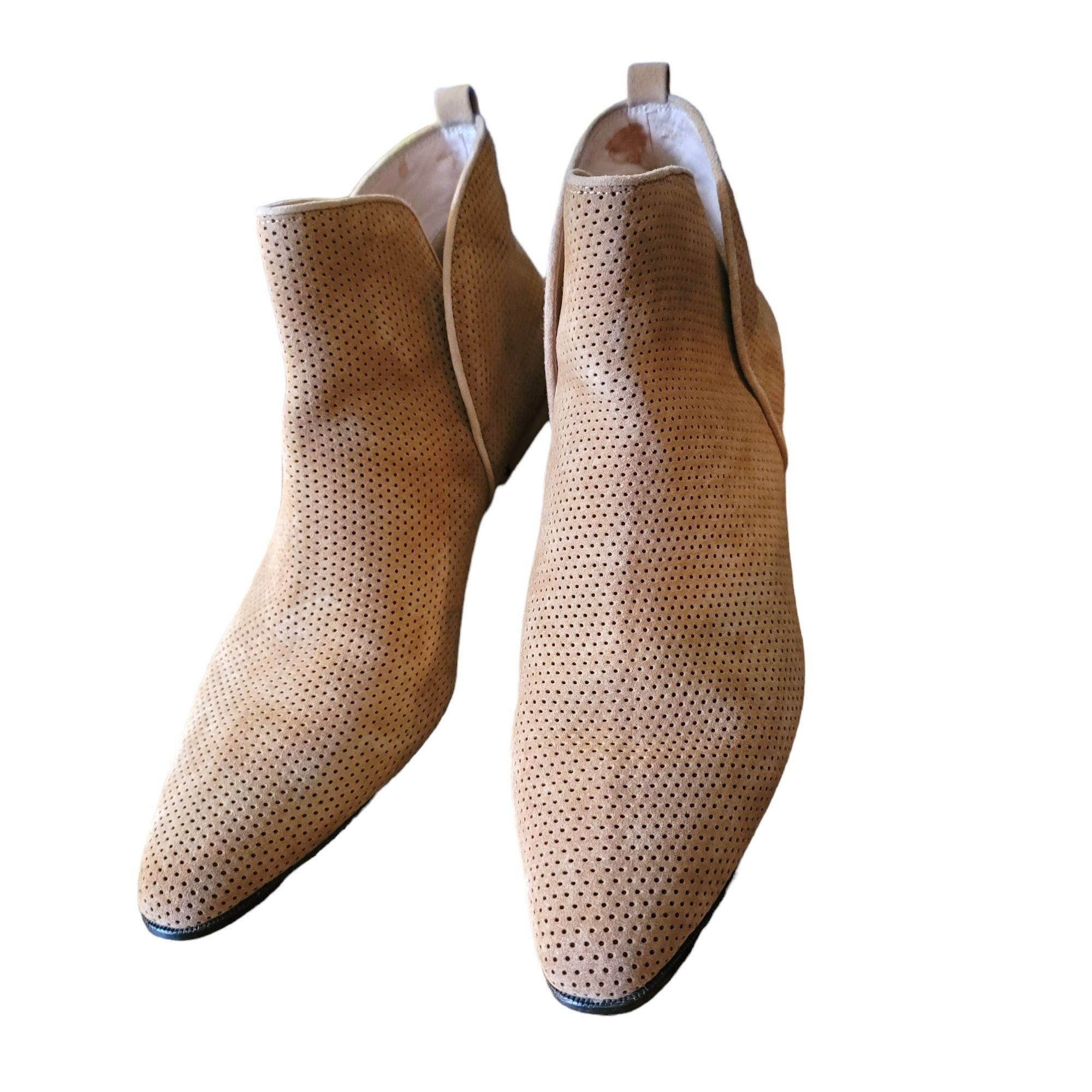 Other Nina Originals Tan Ankle Boot Perforated Stacked Heel Woman' Size US 11 / IT 41 - 7 Thumbnail