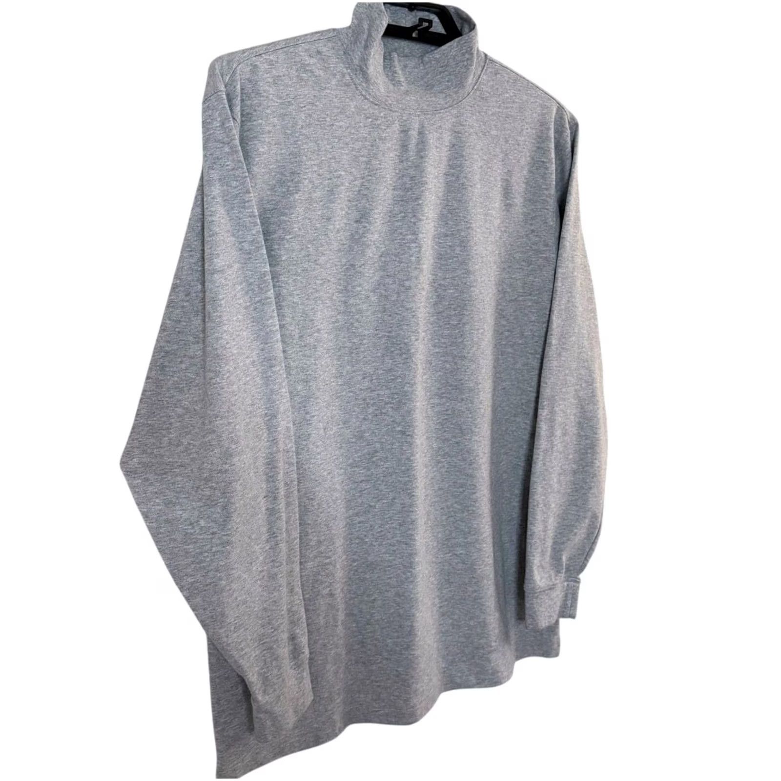Vintage VINTAGE L.L. Bean Soft Mock-Turtleneck Long-Sleeve Gray Mens Large Tall 100% Cotton Pullover Sweater Size US L / EU 52-54 / 3 - 3 Thumbnail