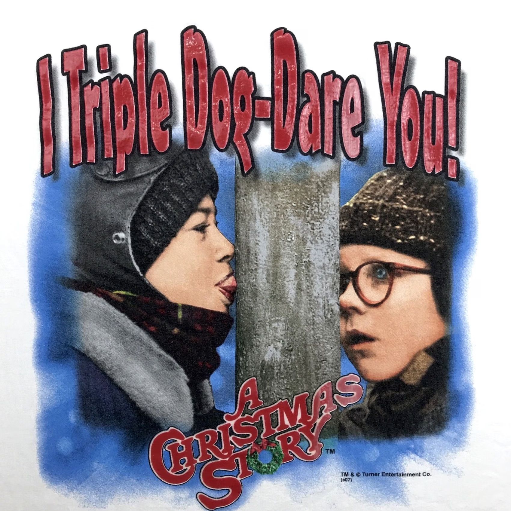 Delta VINTAGE 2007 A CHRISTMAS STORY I TRIPLE DOG DARE YOU T-Shirt MEDIUM White Men XS? Size US M / EU 48-50 / 2 - 4 Thumbnail