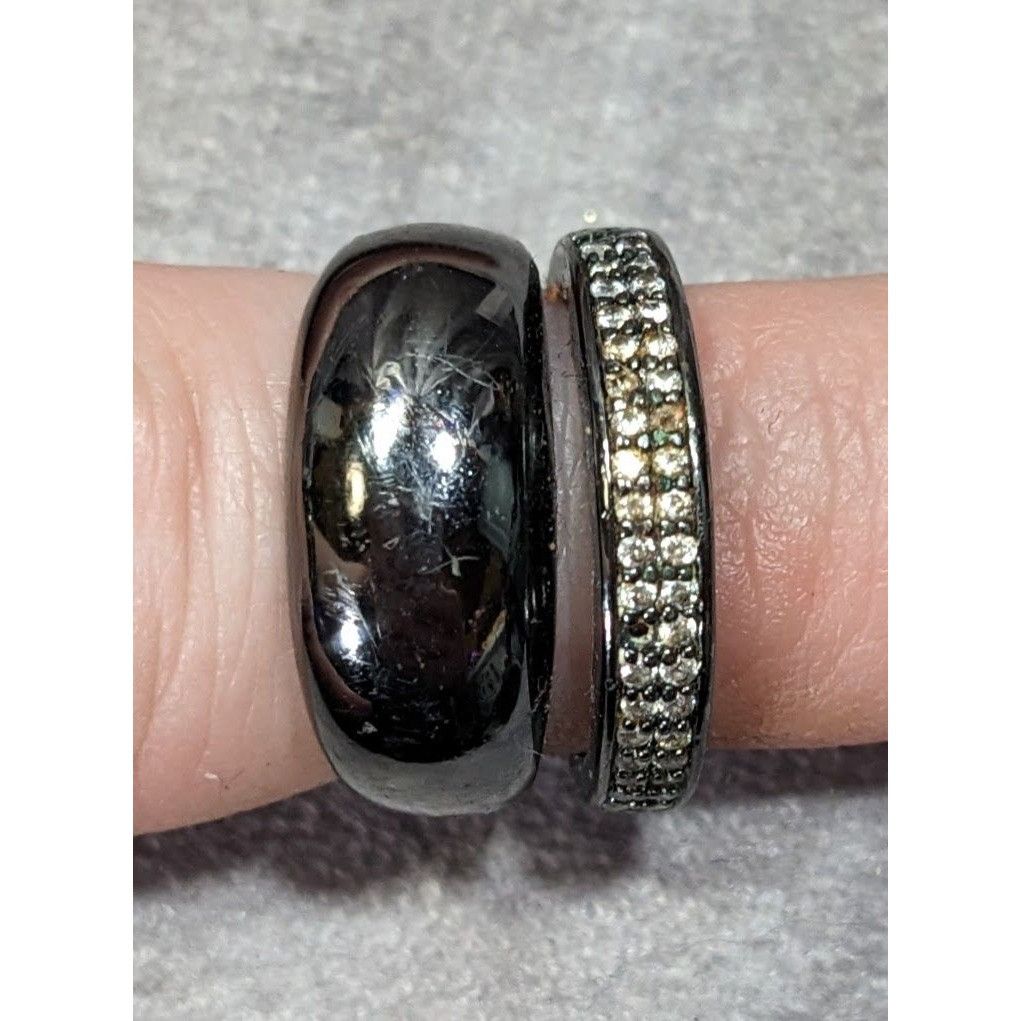 Juicy Couture Juicy Couture Glam Goth Gunmetal Rhinestone Stacked Ring Size ONE SIZE - 4 Thumbnail