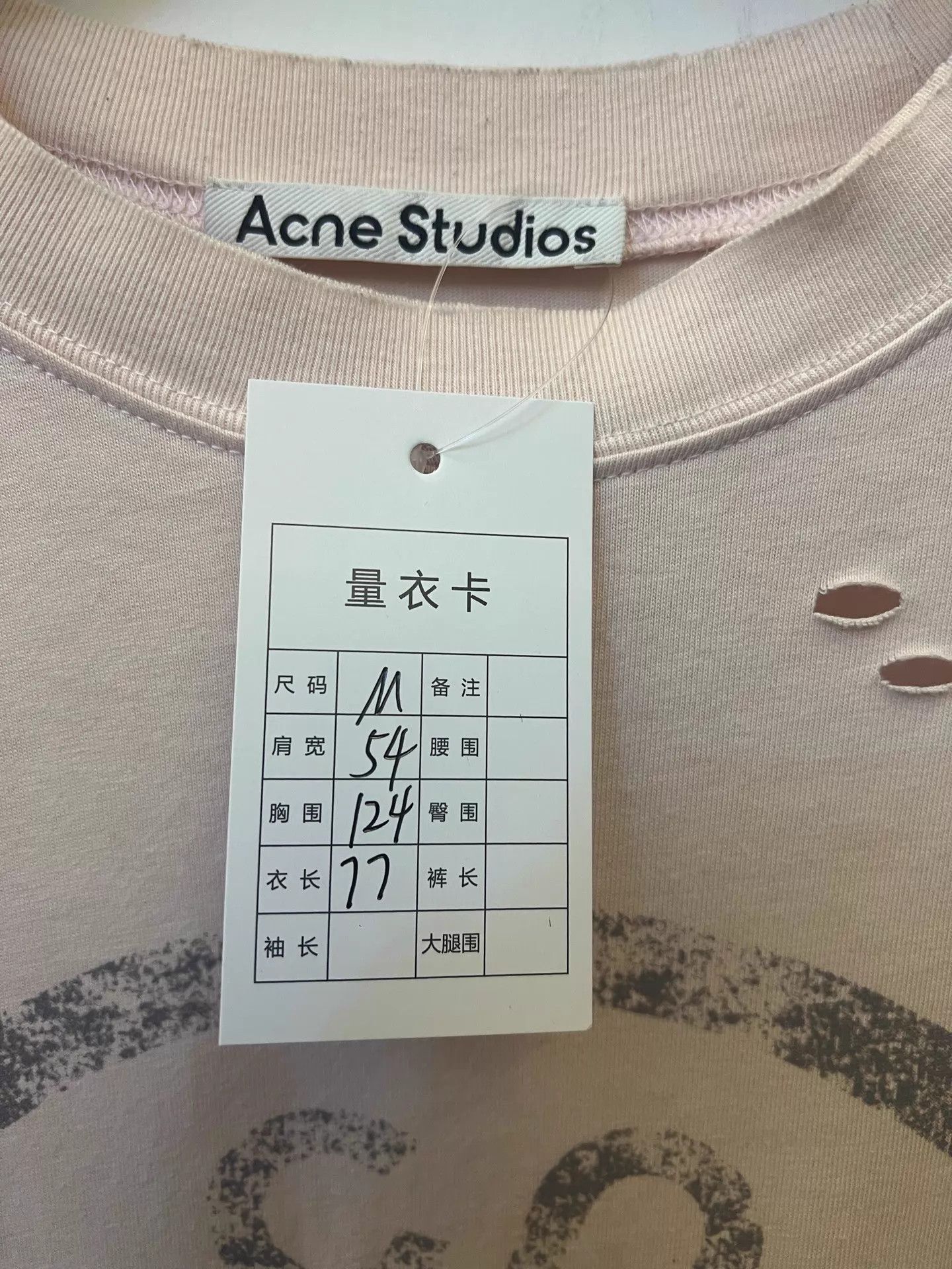 Acne Studios Acne Studios FW24 Oversize Ripped Logo Crew Tee Pale Pink M Size M / US 6-8 / IT 42-44 - 5 Thumbnail