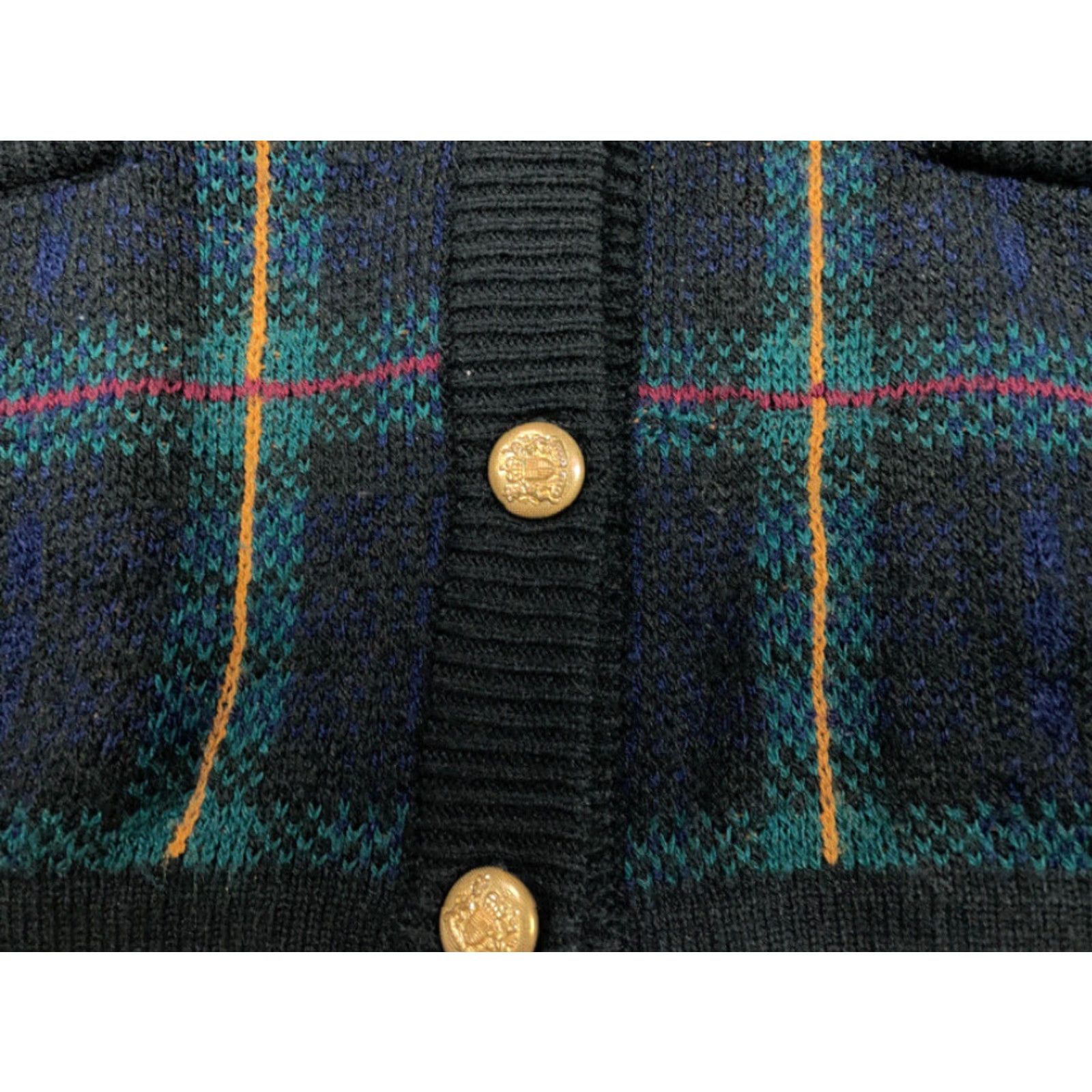 Etro Retro Green Plaid Cardigan Sweater Brass Engraved Buttons Elegant Preppy M Size M / US 6-8 / IT 42-44 - 4 Thumbnail
