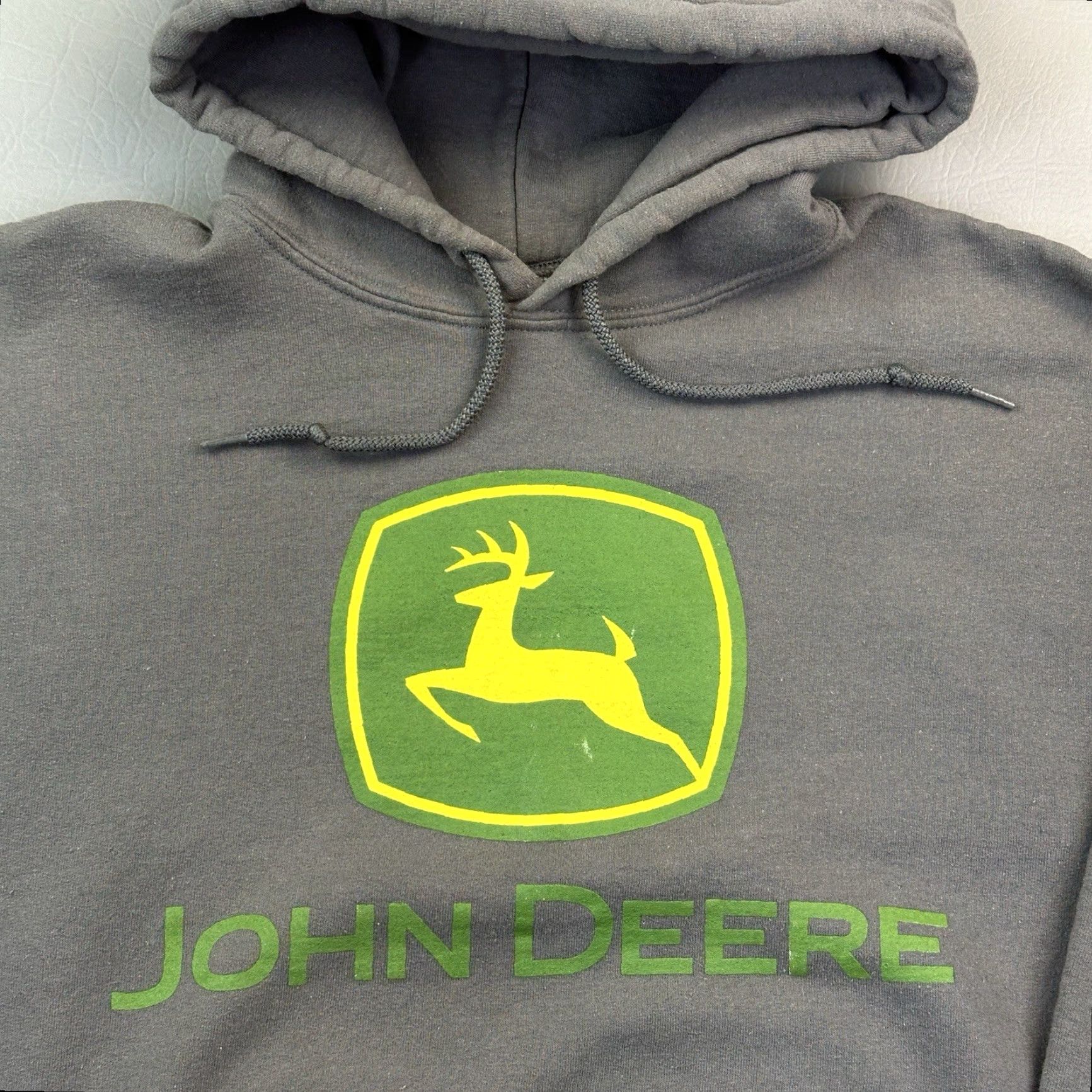 Gildan VINTAGE John Deere Hoodie Mens Medium Gray Big Logo Spell Out Pullover Y2K Size US M / EU 48-50 / 2 - 4 Thumbnail