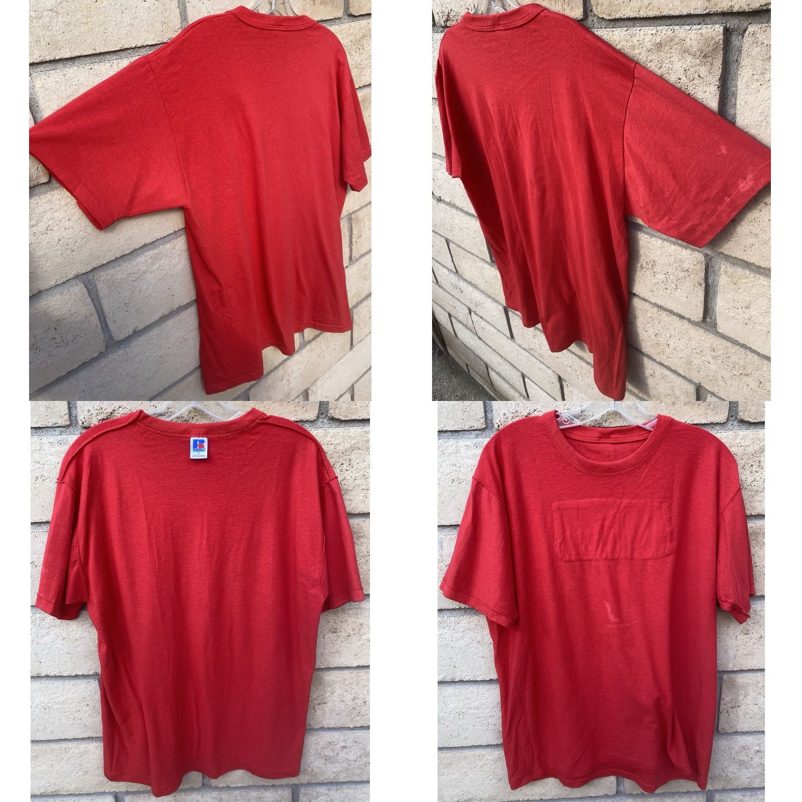 Vintage VINTAGE Russell Athletic By Reservation Only T Shirt Red L Mens 80s 90s Graphic Print Short Sleeve Crew Neck Size US L / EU 52-54 / 3 - 8 Thumbnail