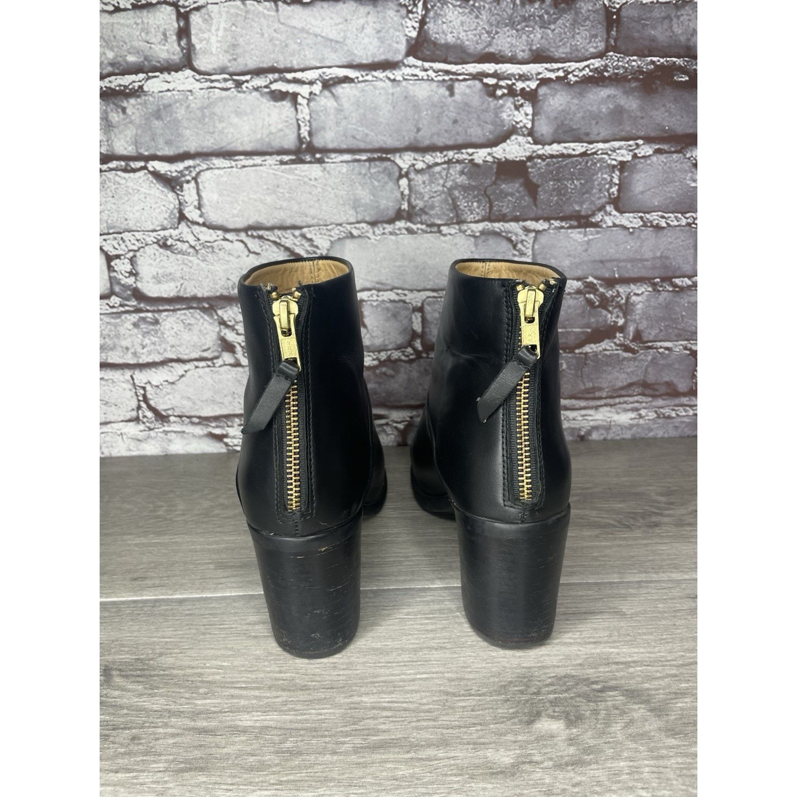 Nisolo Nisolo Black Leather Ankle Back Zip Heel Booties Boots Women Size US 9 / IT 39 - 5 Thumbnail