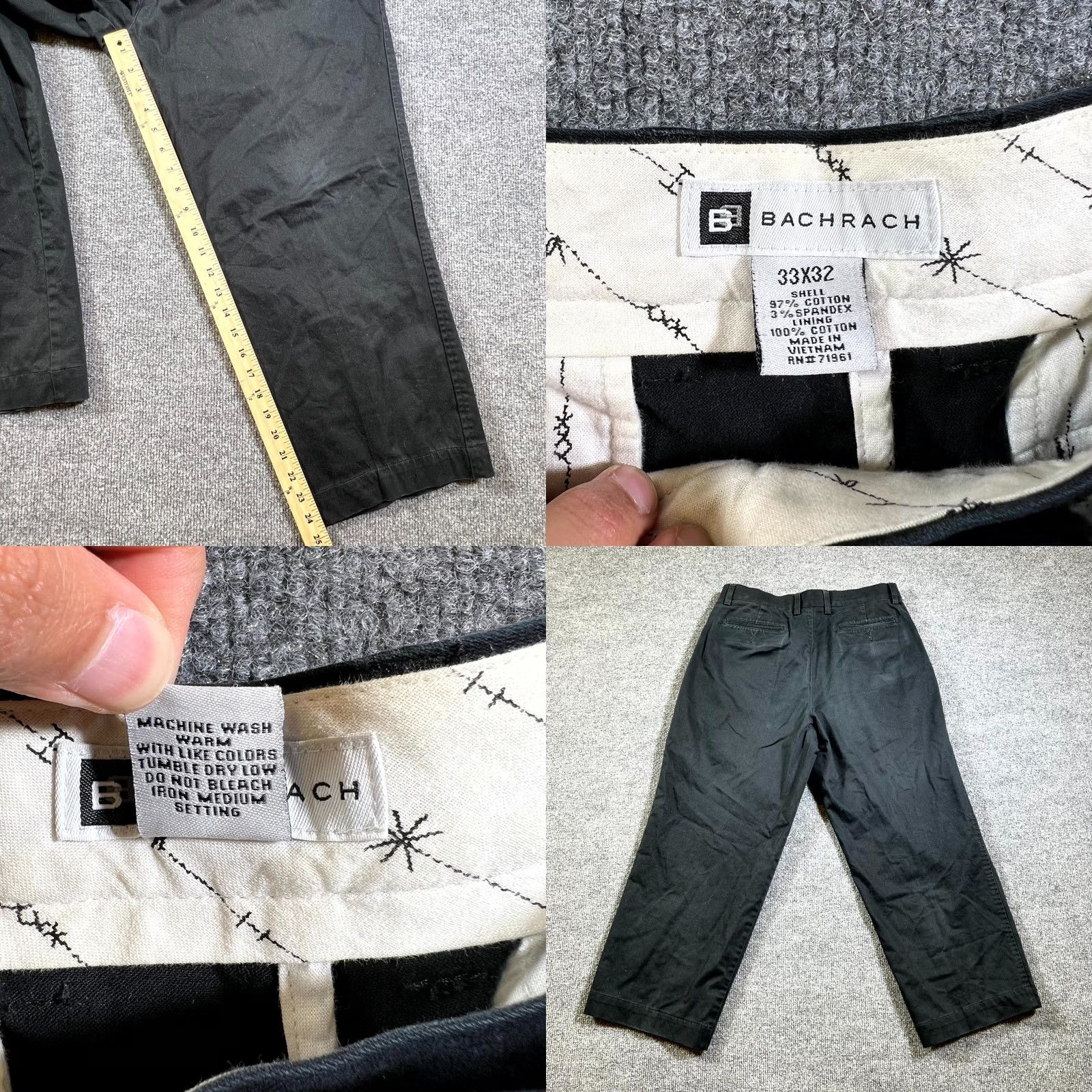 Vintage Bachrach Dress Pants Men's 32x32 Black Pleated Front Trousers Classic Business Pants Size US 32 / EU 48 - 8 Thumbnail