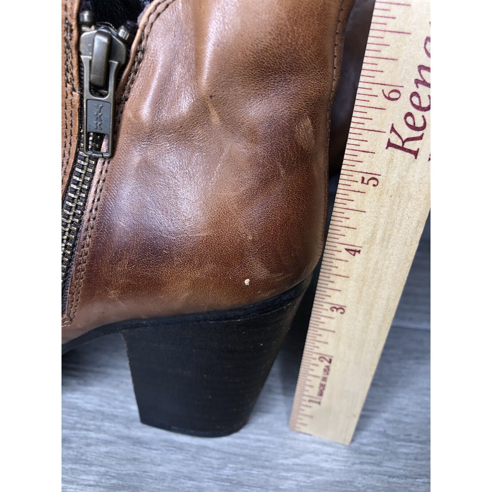Anthropologie Krbonell Brown Ankle Double Sided Zipper Heeled Booties Boot Size US 9 / IT 39 - 13 Thumbnail