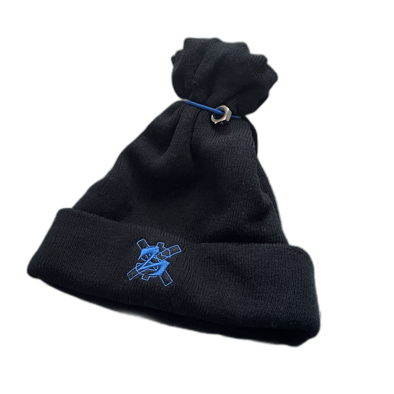 Comme des Garcons Black Knit Beanie with Blue Embroidery Size ONE SIZE - 1 Thumbnail