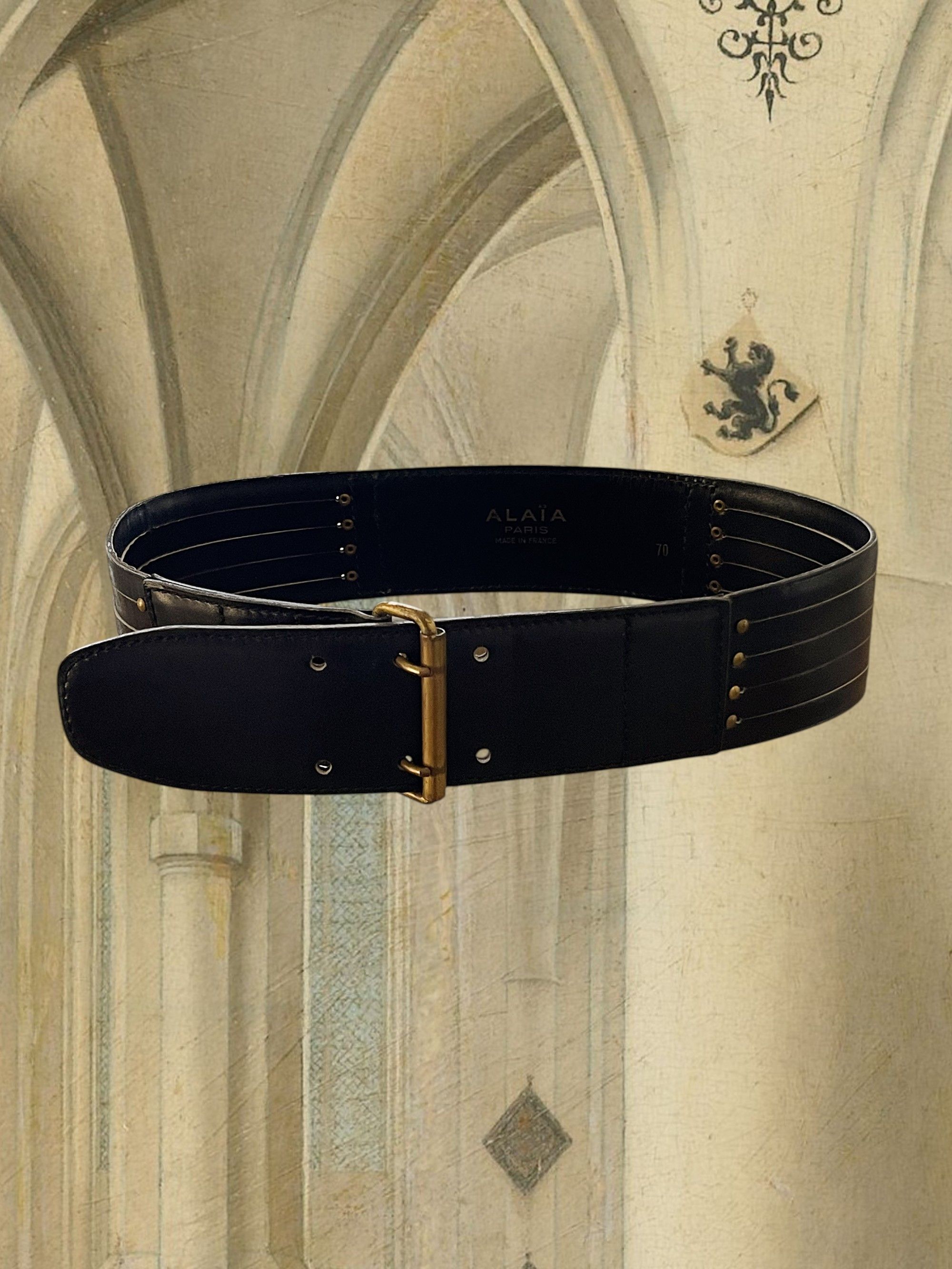 Alaïa black leather corset belt 1990