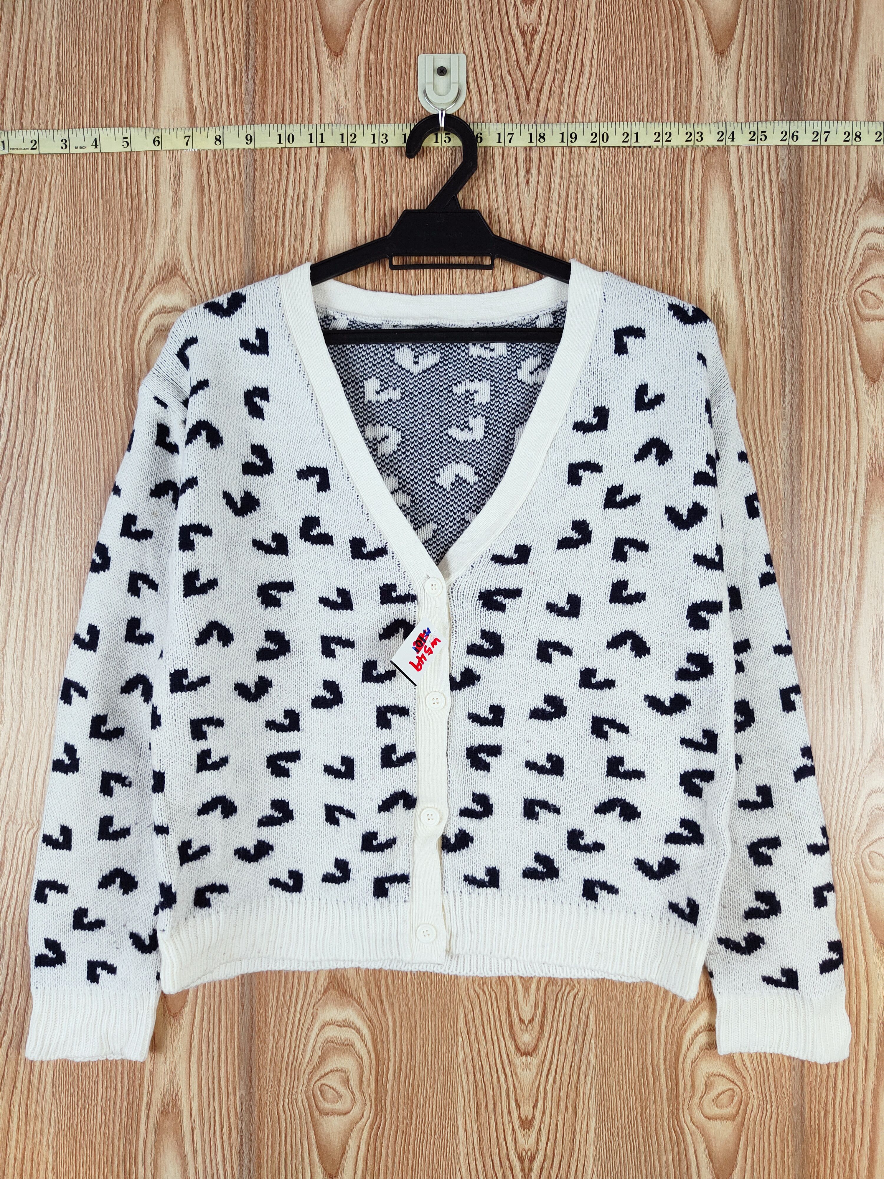 Homespun Knitwear × Japanese Brand Japan leopard tiger design Ivory Knitwear Cardigan #W549 Size S / US 4 / IT 40 - 1 Thumbnail