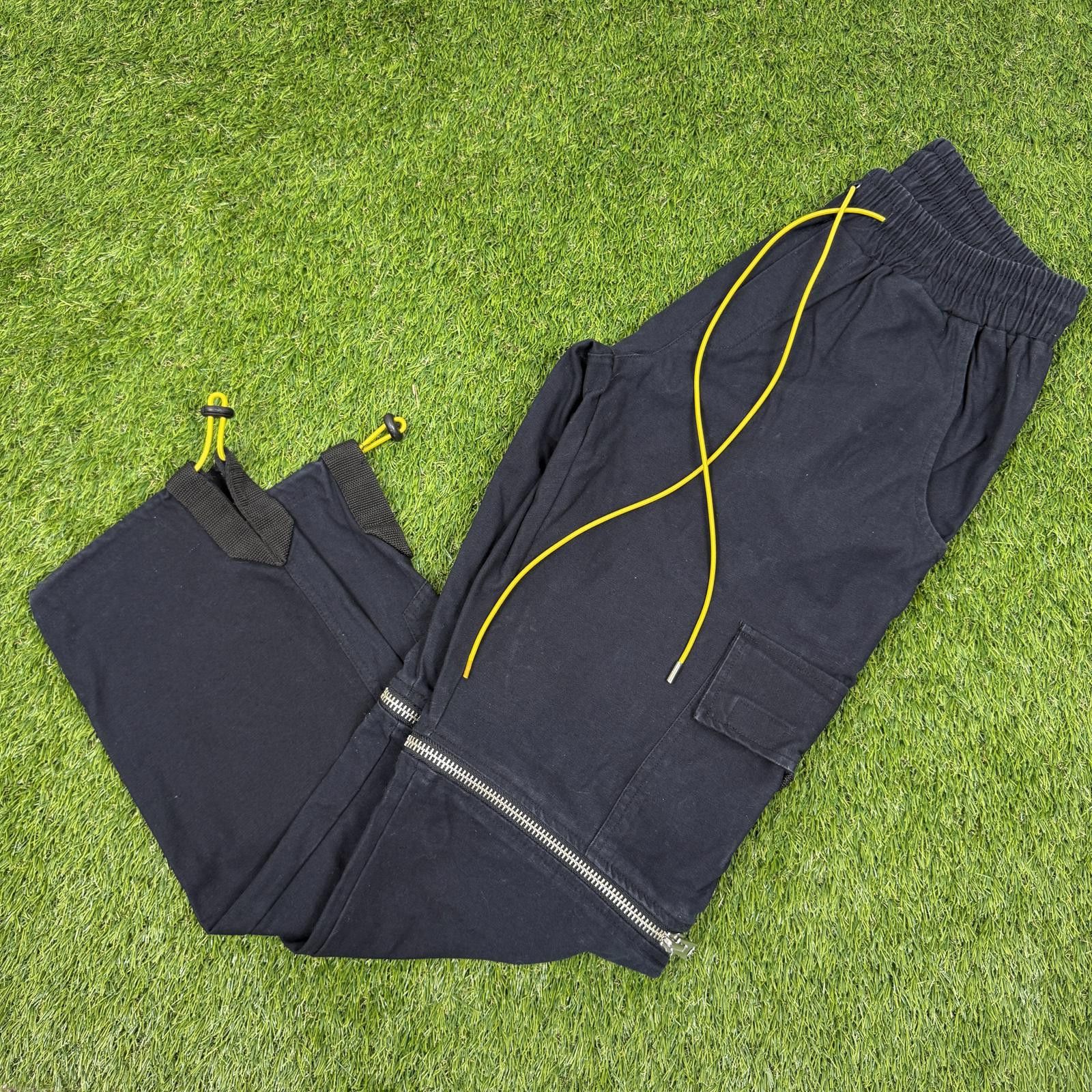 Genetic Manipulation Shinichiro Kuriya Black Cargo Jogger Pants w/ Yellow Drawstrings & Zippers Size US 28 / EU 44 - 1 Thumbnail