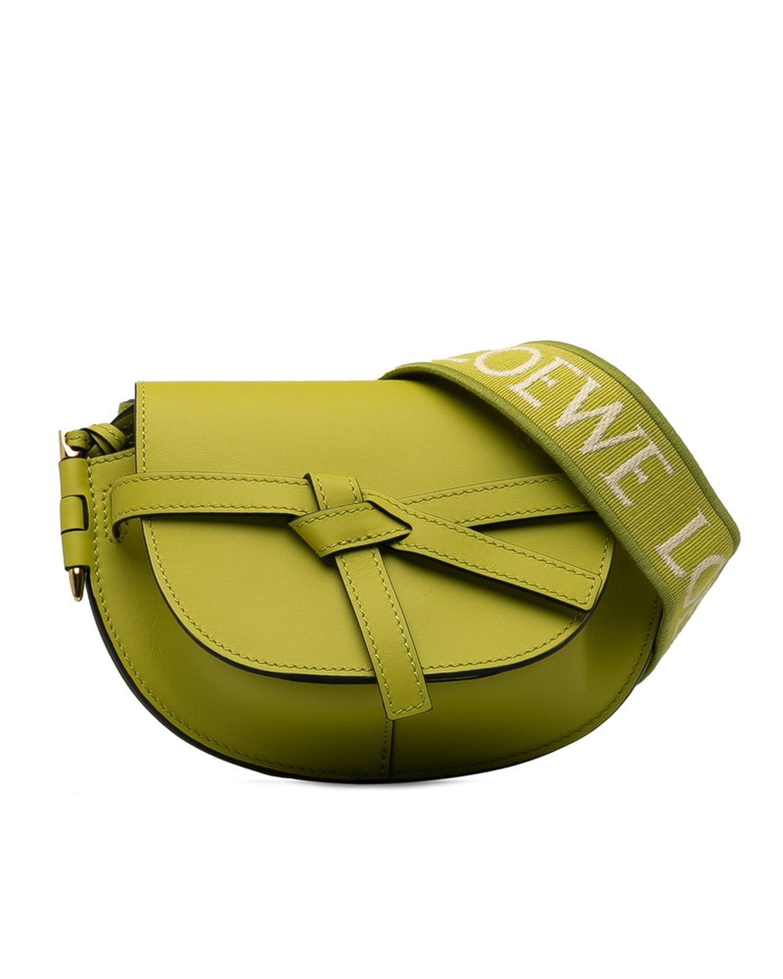 image of Mini Leather Dual Gate Bag By Loewe In Green, Women's