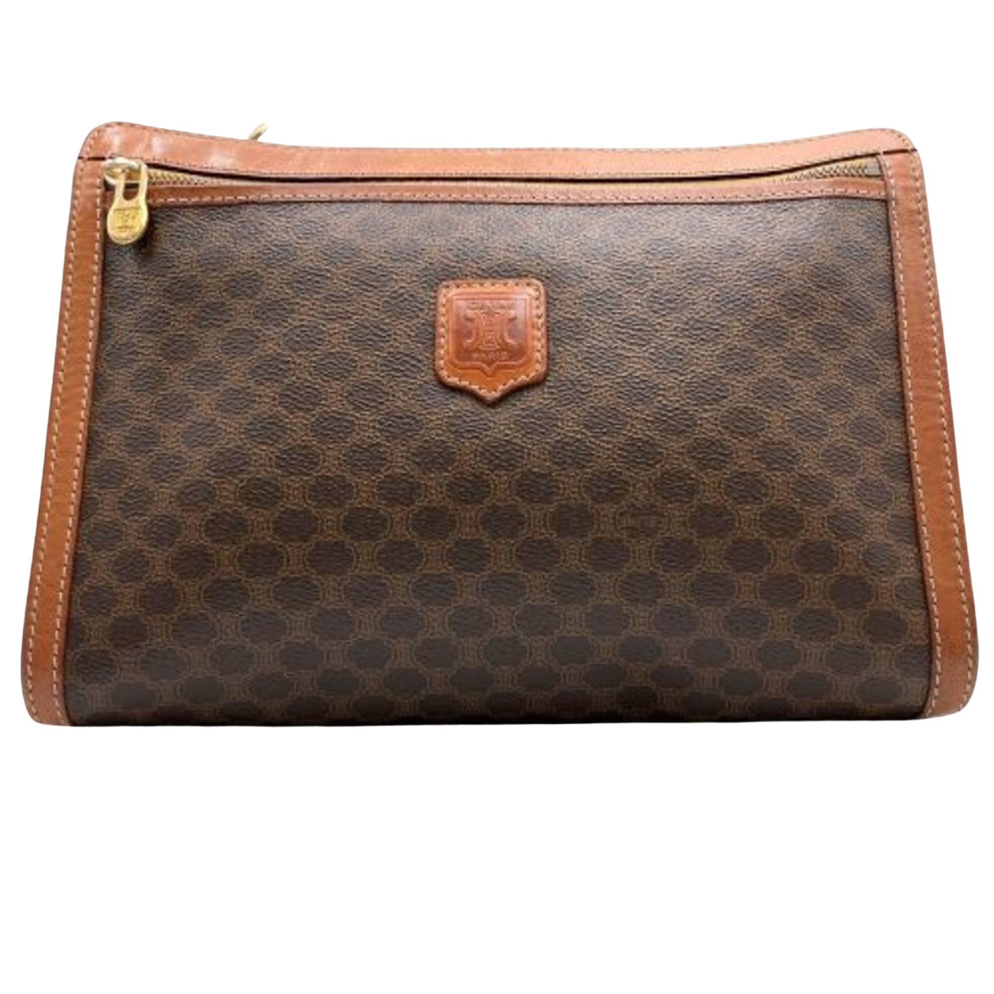 image of Celine Céline Macadam Clutch in Brown, Women's