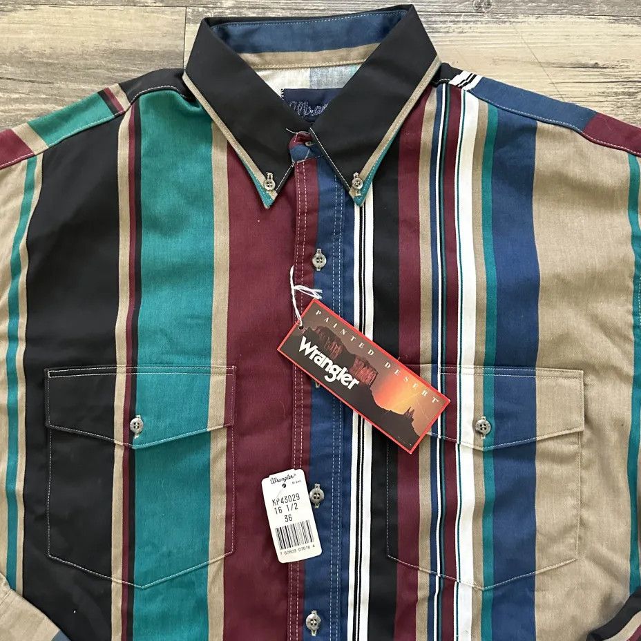 Wrangler Vintage Wrangler Brushpopper Western Striped Shirt Size US XL / EU 56 / 4 - 3 Thumbnail