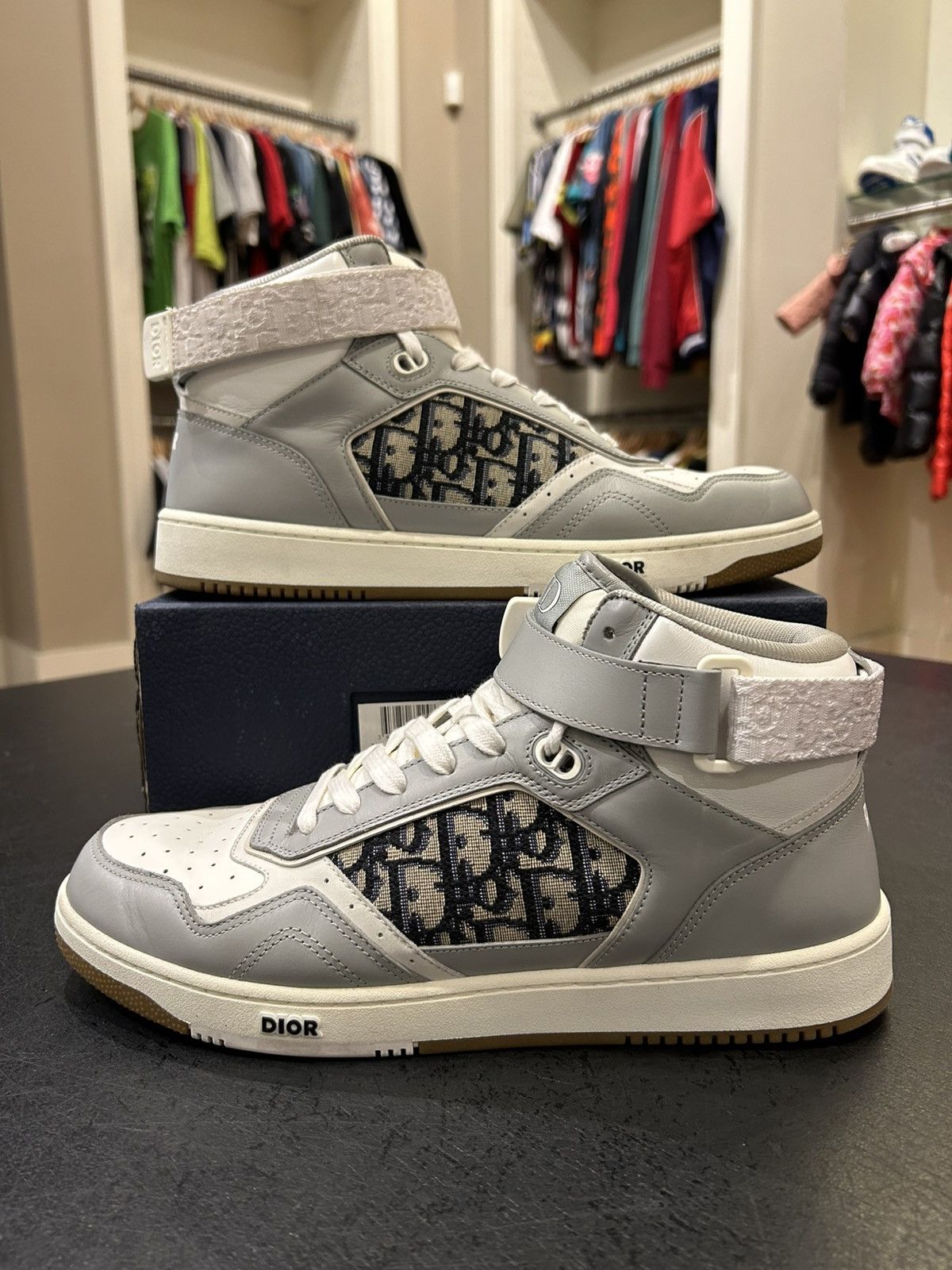 Dior Dior B27 High Top Sneakers - Oblique/Grey Size US 12 / EU 45 - 1 Thumbnail