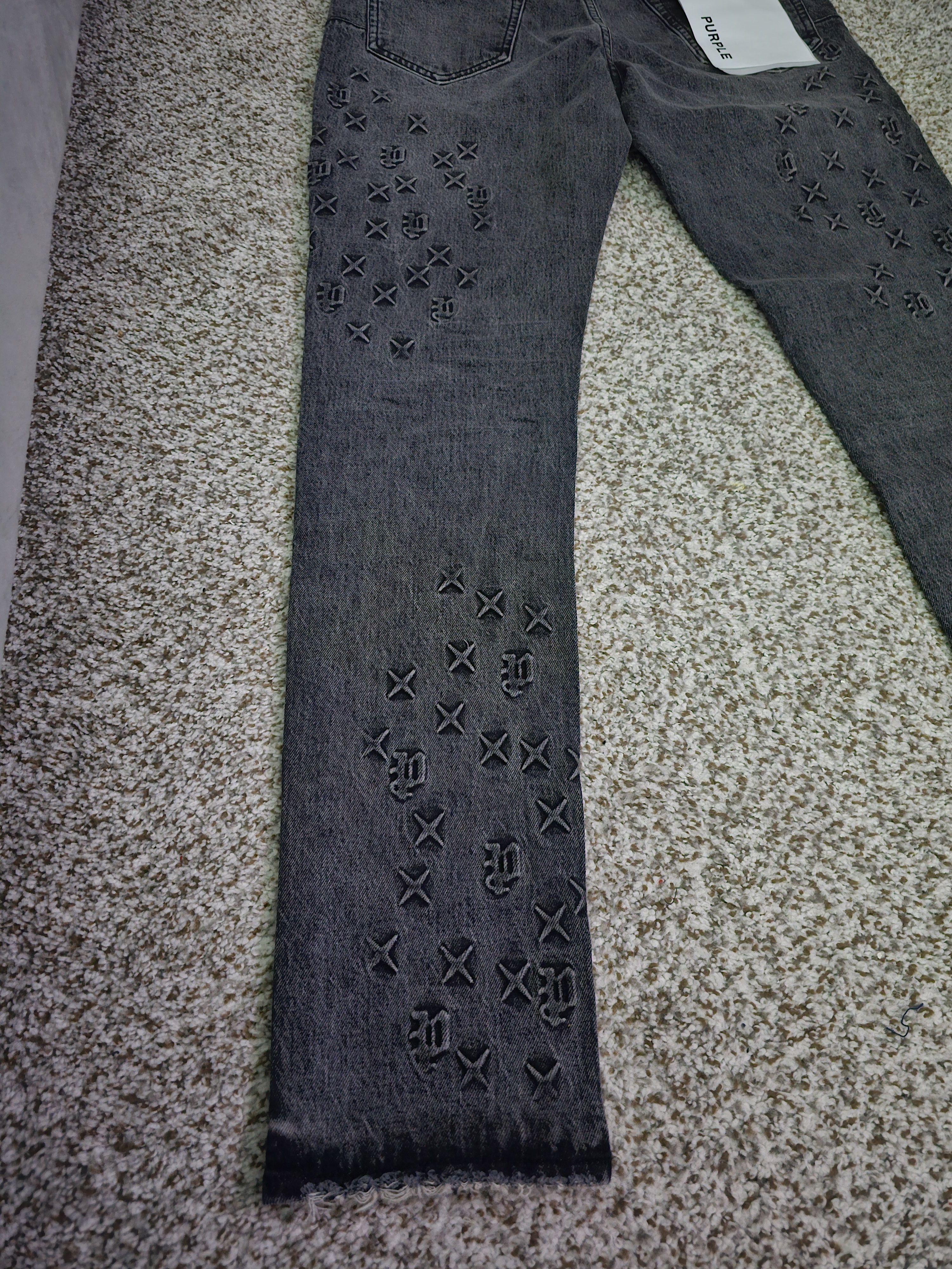 Purple Purple Brand Black Monogram Jeans Size US 33 - 12 Thumbnail