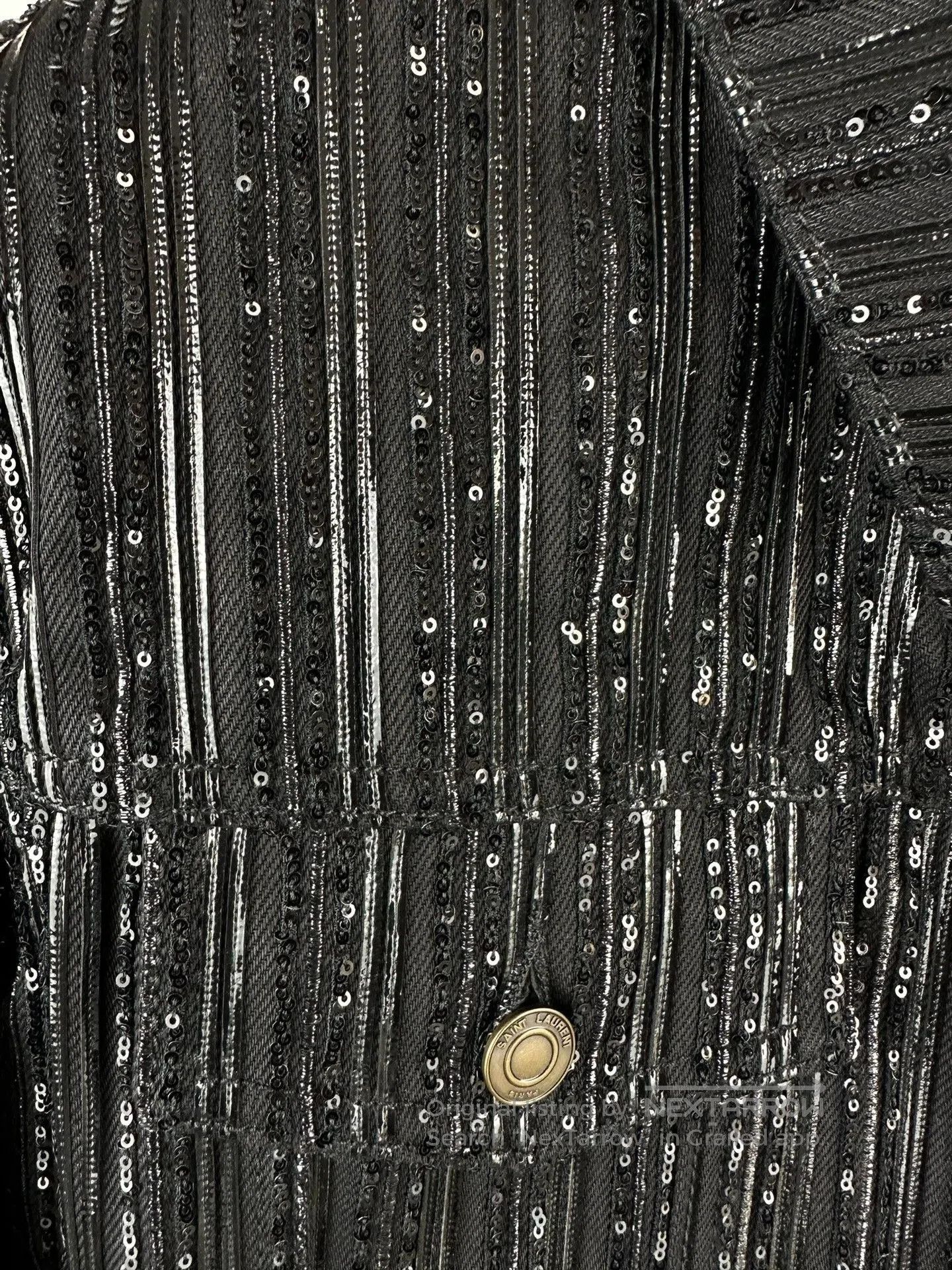 Saint Laurent Paris Saint Laurent Scaled Beaded Denim Jacket. Size US M / EU 48-50 / 2 - 3 Thumbnail