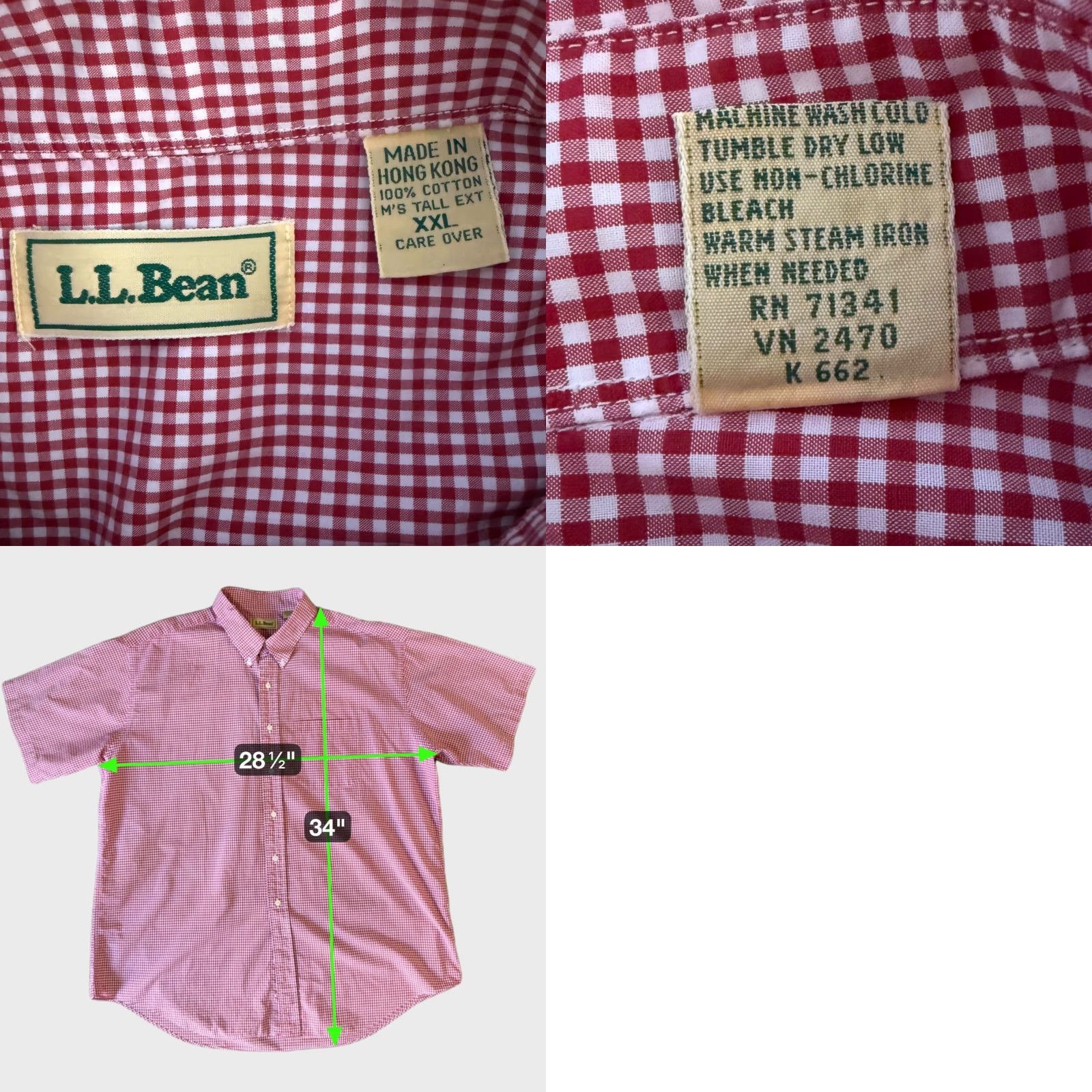 Vintage VINTAGE LL Bean Gingham Plaid Button-Down Shirt Red XXLT 100% Cotton Men’s Big & Tall Button-Up 90s Casual Size US XXL / EU 58 / 5 - 8 Thumbnail
