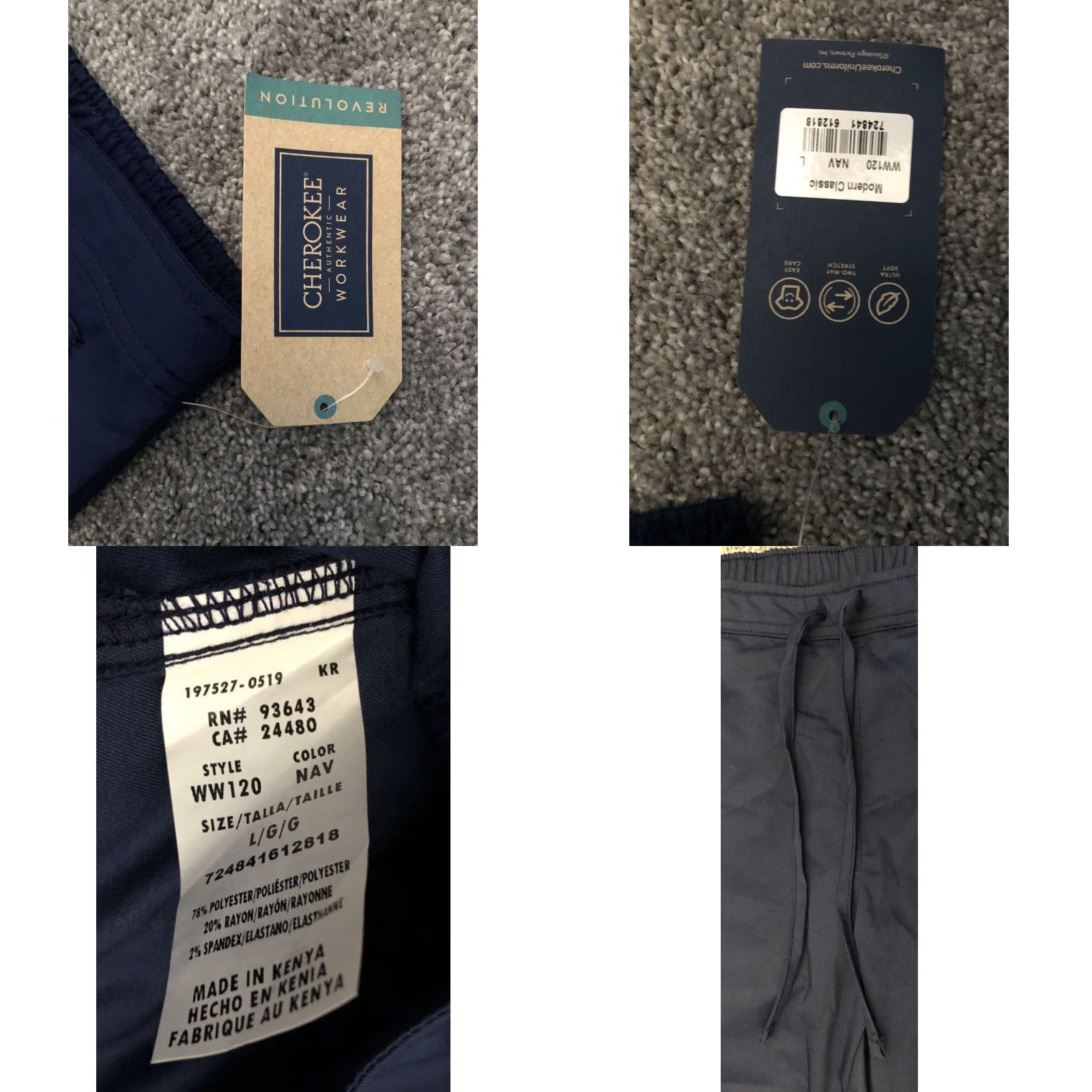 Cherokee Cherokee Workwear Revolution Scrub Pants WW120 Women's L Slight Flare Drawstring Blue Size 36" / US 14 / IT 50 - 8 Thumbnail