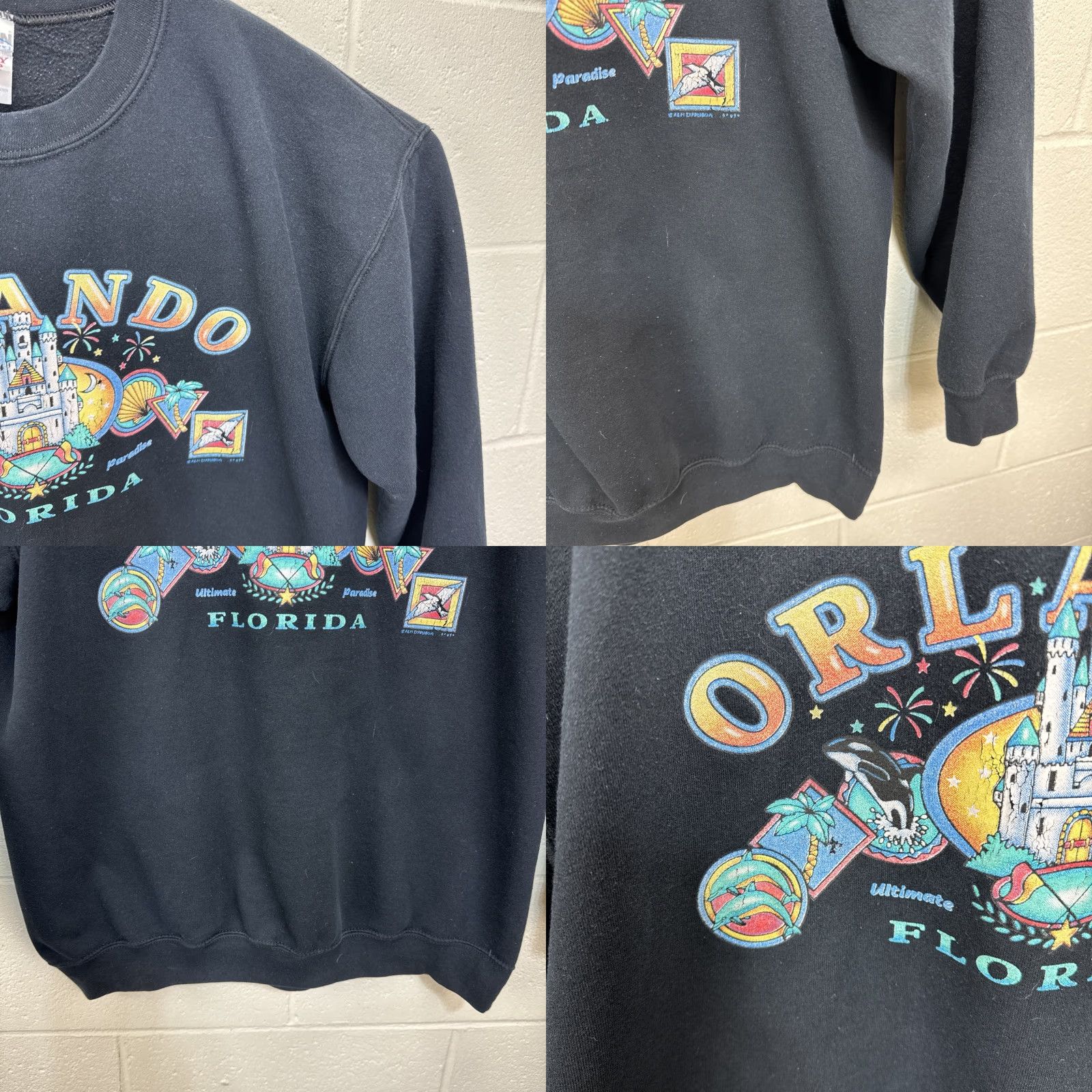 Gildan VINTAGE Orlando Florida Sweatshirt L Crew Neck Blue Graphic Print Mickey Mouse 90s Retro Beach Gildan Heavy Blend Unisex Adults Mens Womens Size US L / EU 52-54 / 3 - 8 Thumbnail