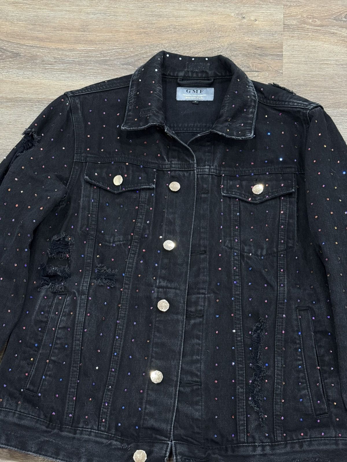 Other GMF Rhinestone Denim Jacket Distressed Crystal Trucker Size US M / EU 48-50 / 2 - 4 Thumbnail