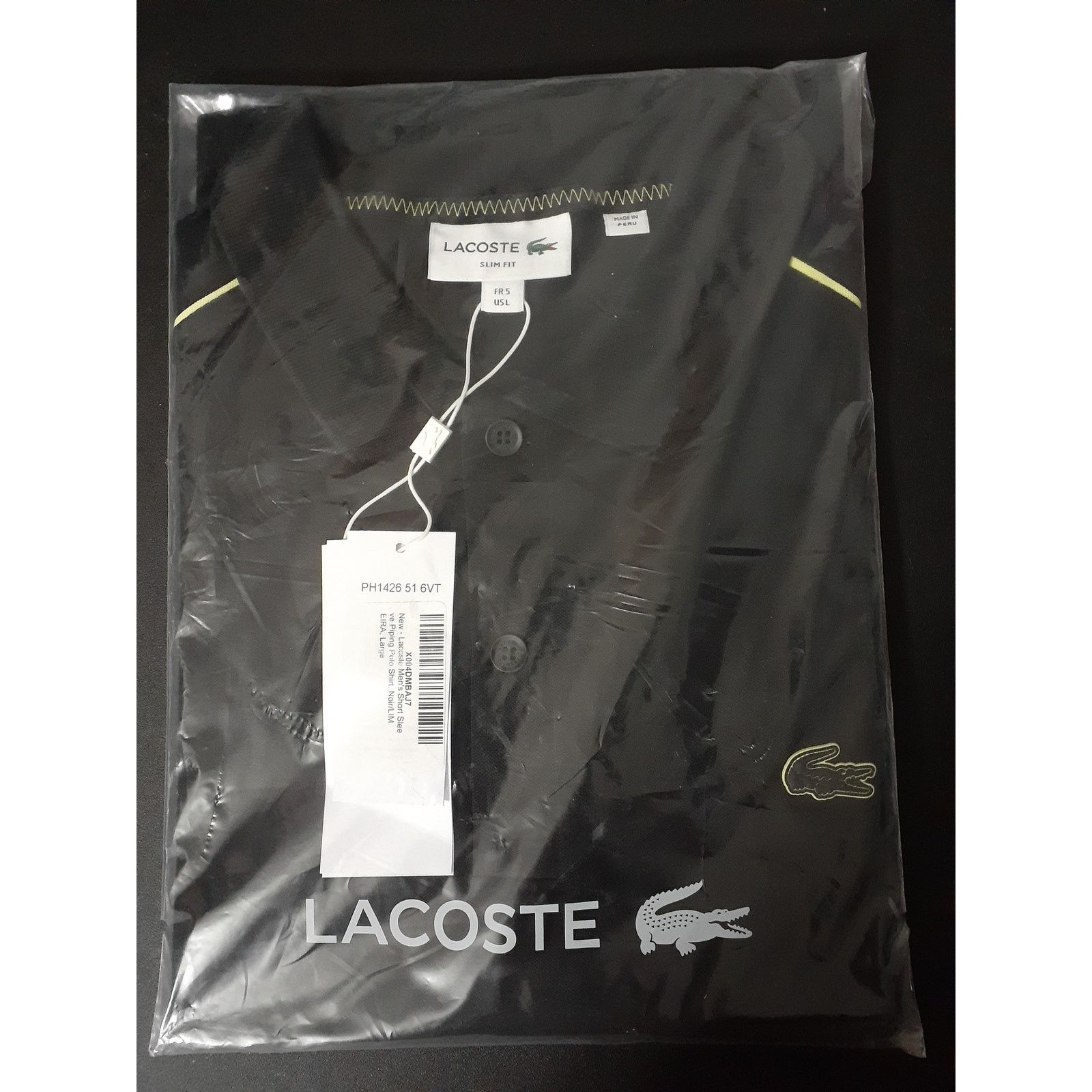 Lacoste Lacoste Men's Short Sleeve Piping Polo Shirt Noir/Limeira L Size US L / EU 52-54 / 3 - 2 Thumbnail