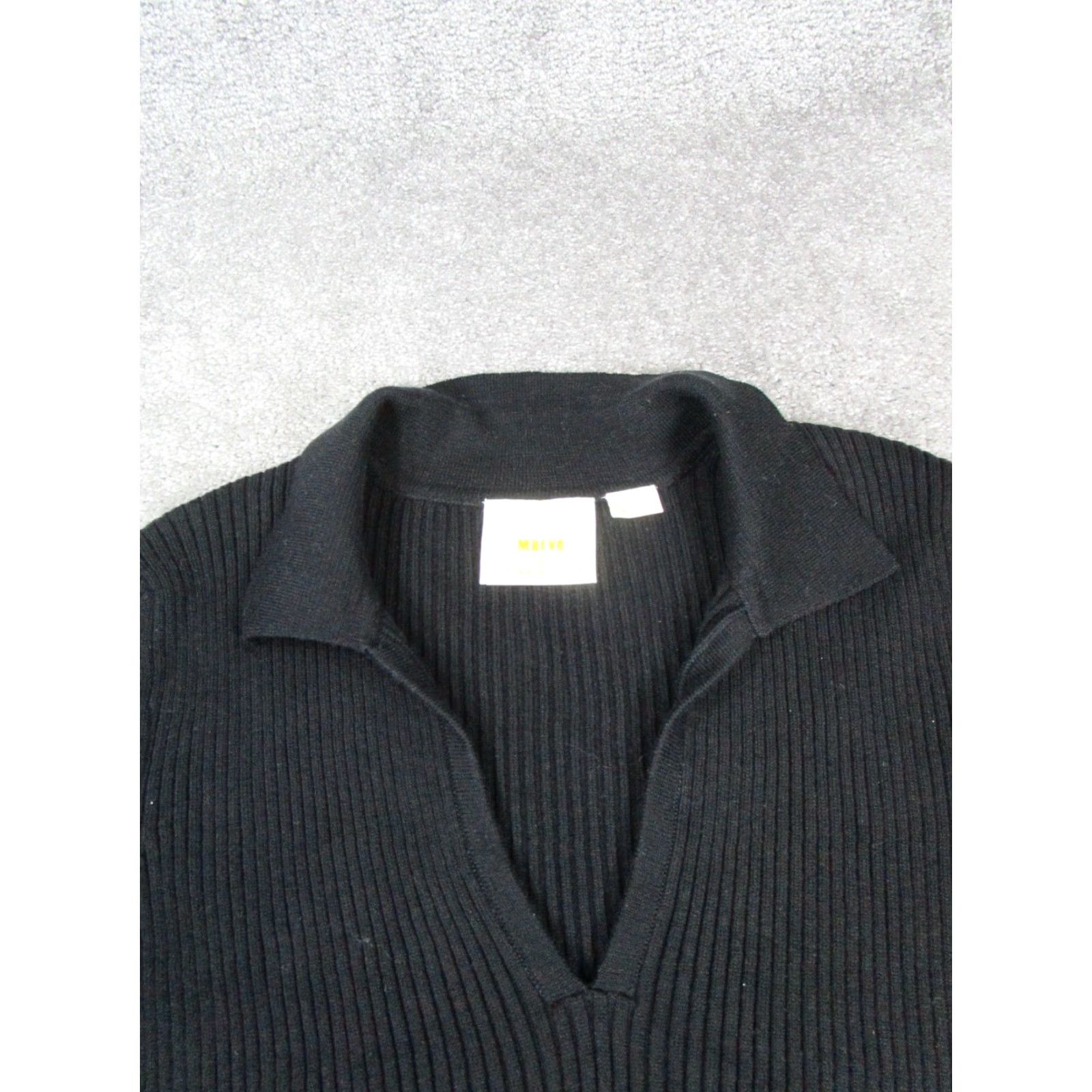 Vintage Maeve Sweater Womens Large Petite Black Ribbed Cotton Blend Pullover Size L / US 10 / IT 46 - 2 Thumbnail