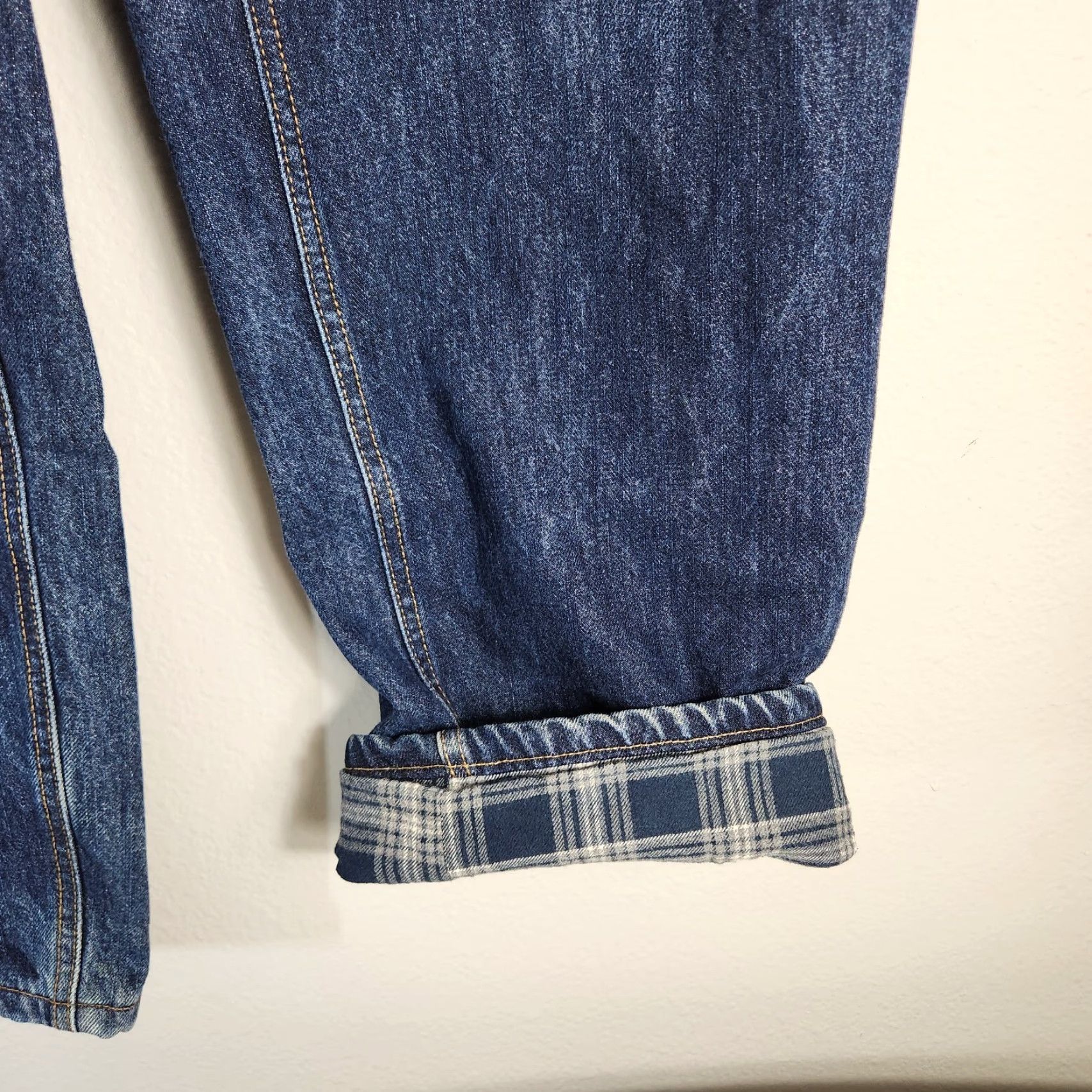 Lands' End Lands' End Mens Jeans Comfort Waist Flannel-Lined Tapered Leg 38x29 Blue Denim 5-Pocket Regular Rise Mid Zipper Size US 38 / EU 54 - 2 Thumbnail