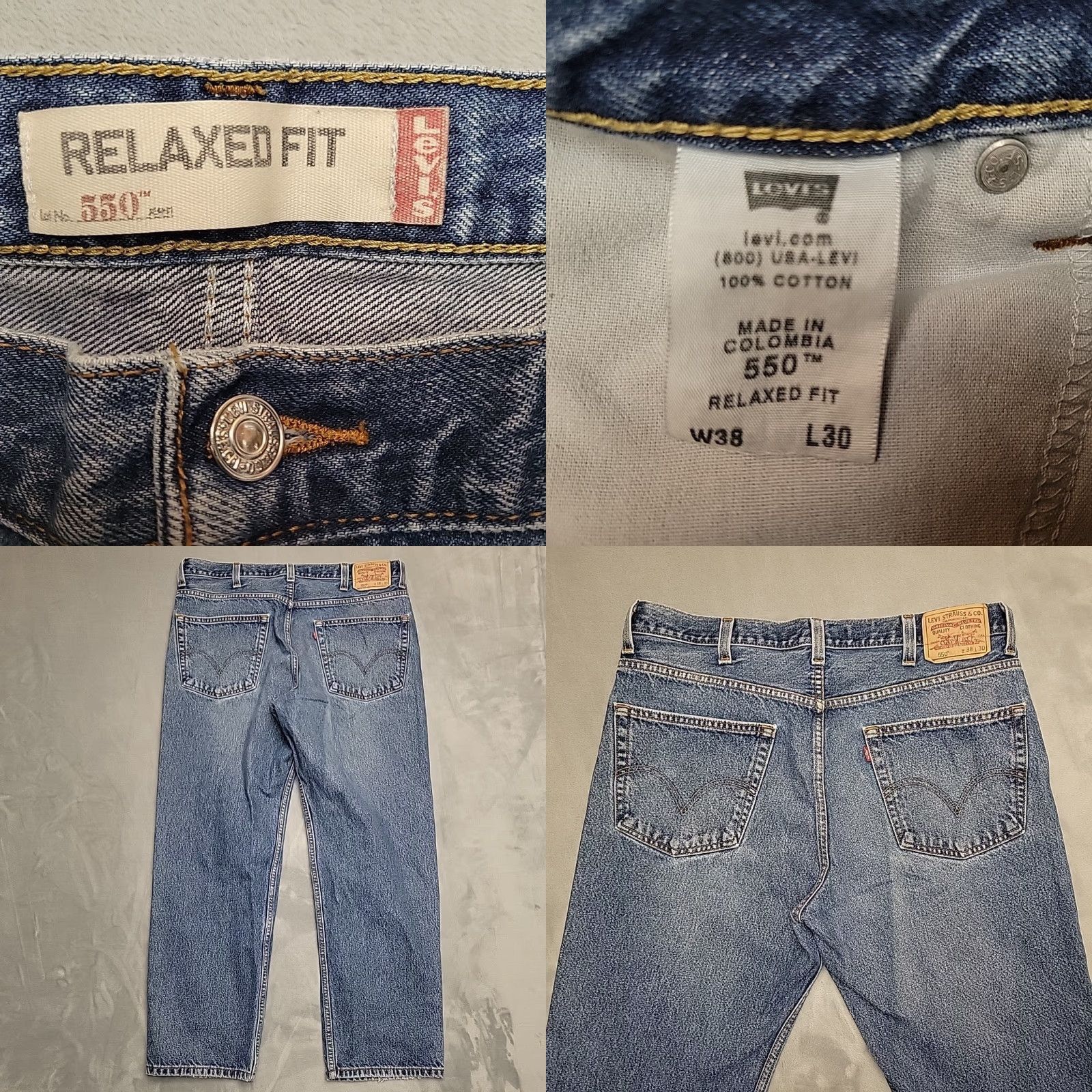 Denime VINTAGE Levis Jeans Men 38x30 Whiskered Faded Blue 550 Denim Relaxed Fit Y2k 90s USA American Mens Size US 38 / EU 54 - 8 Thumbnail