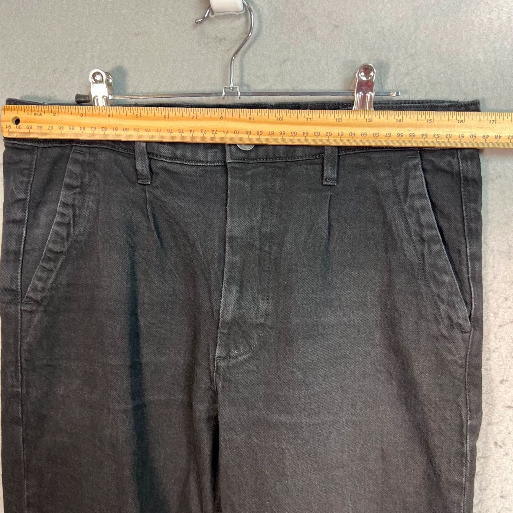 Selected Homme Selected Homme Mens Pants - 32 Black Cotton Blend Tapered Chino Workwear Flat Front Button Pockets Inseam 27" Regular Size Size US 32 / EU 48 - 7 Thumbnail