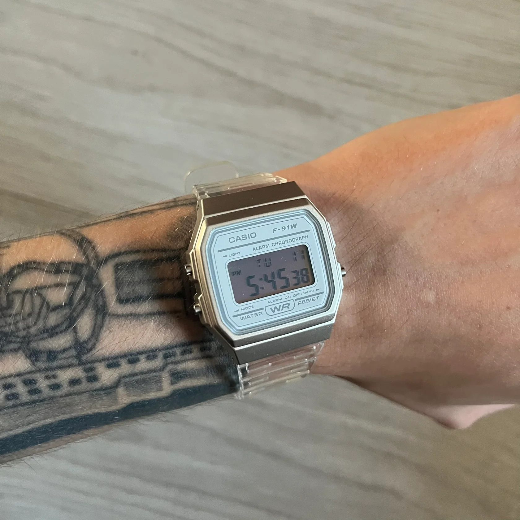 Casio Casio F-91W "Silver Surfer" Silver & Clear Digital Watch Size ONE SIZE - 6 Thumbnail