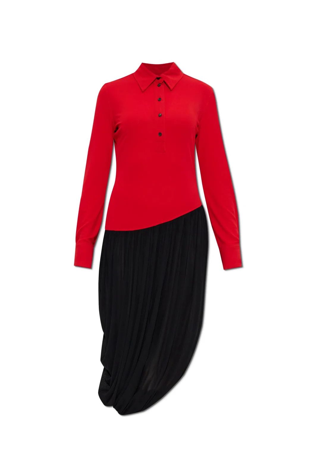 Salvatore Ferragamo o1s1rm0426 Asymmetrical Midi Dress in Red/Black Size S / US 4 / IT 40 - 1 Thumbnail