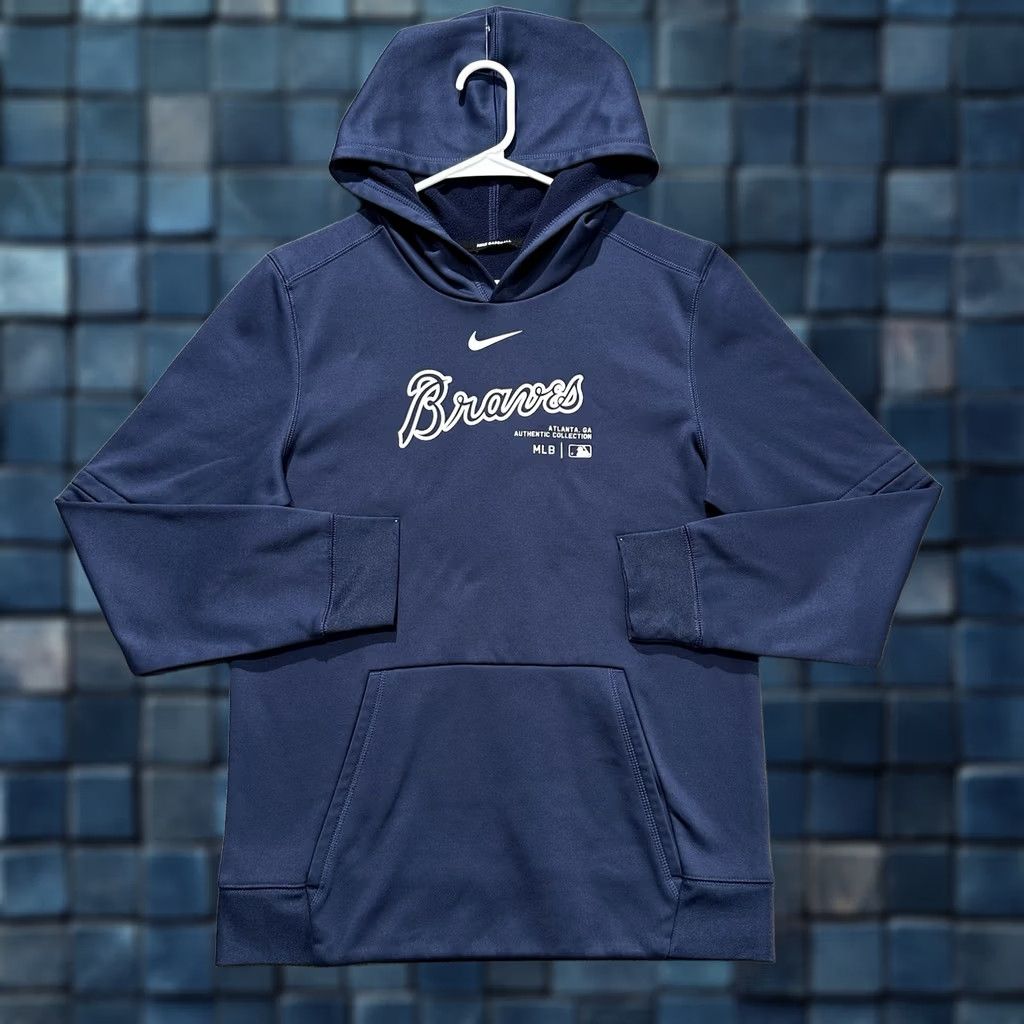 Nike Nike Braves MLB Authentic Collection Therma-FIT Hoodie Mens XS Navy Blue Size US XS / EU 42 / 0 - 1 Thumbnail