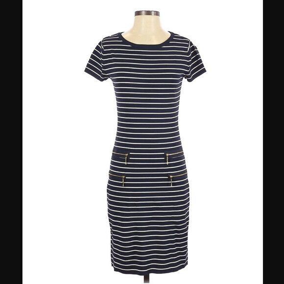 Other Carmen Marc Valvo Dress S Heavy Thick Knit Midi Striped Size S / US 4 / IT 40 - 1 Thumbnail