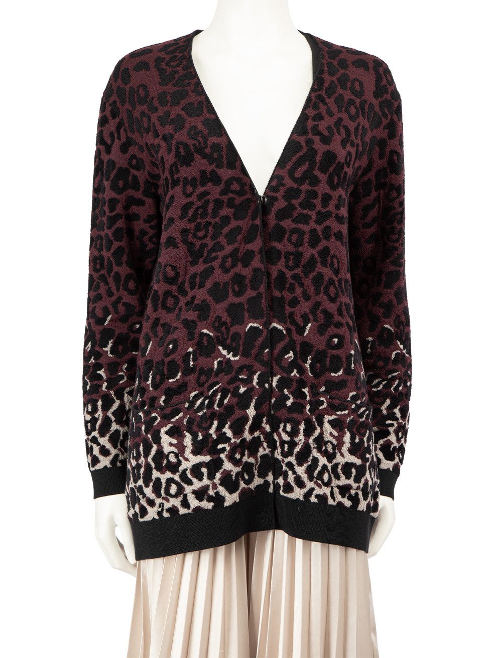 image of Lanvin Purple Wool Leopard Jacquard Cardigan, Women's (Size Medium)