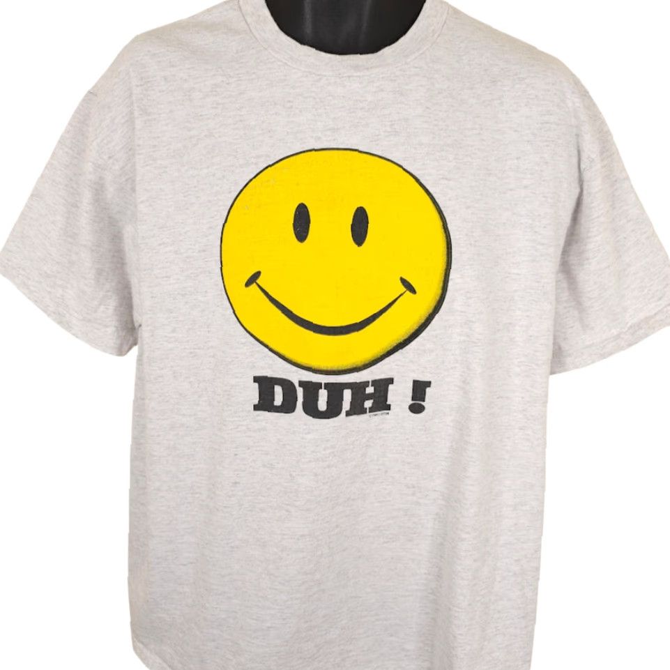 Vintage VINTAGE Oneita T-Shirt Mens XL Gray 90s Slang Duh Humor Funny Crew Neck Short Sleeve Shirt Mens (Gray) Size US XL / EU 56 / 4 - 2 Thumbnail