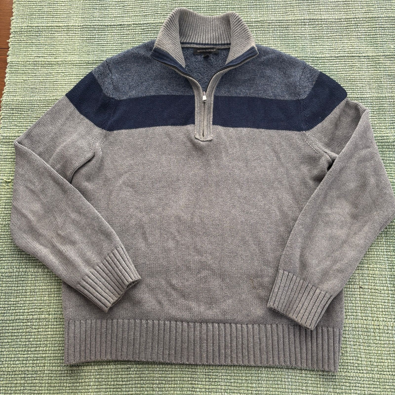 Banana Republic Banana Republic Men's Cotton Knit Quarterzip Sweater Sz L Size US L / EU 52-54 / 3 - 1 Thumbnail