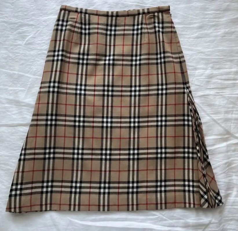 Burberry Khaki Wool Midi Skirt for Women