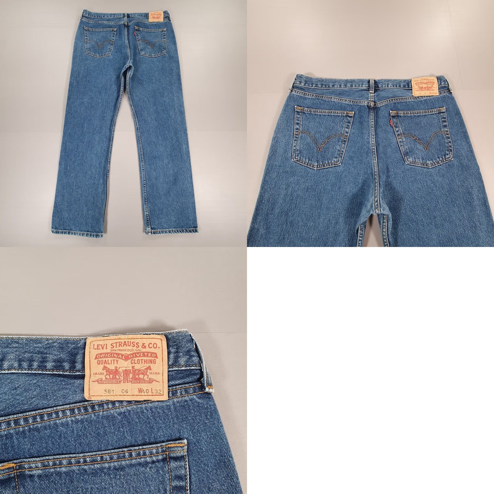 Levi's Levis Jeans Blue Regular 40 32 Denim 5-Pocket Straight Belt Zip Fly Mens W40 L32 Classic Size US 40 / EU 56 - 8 Thumbnail