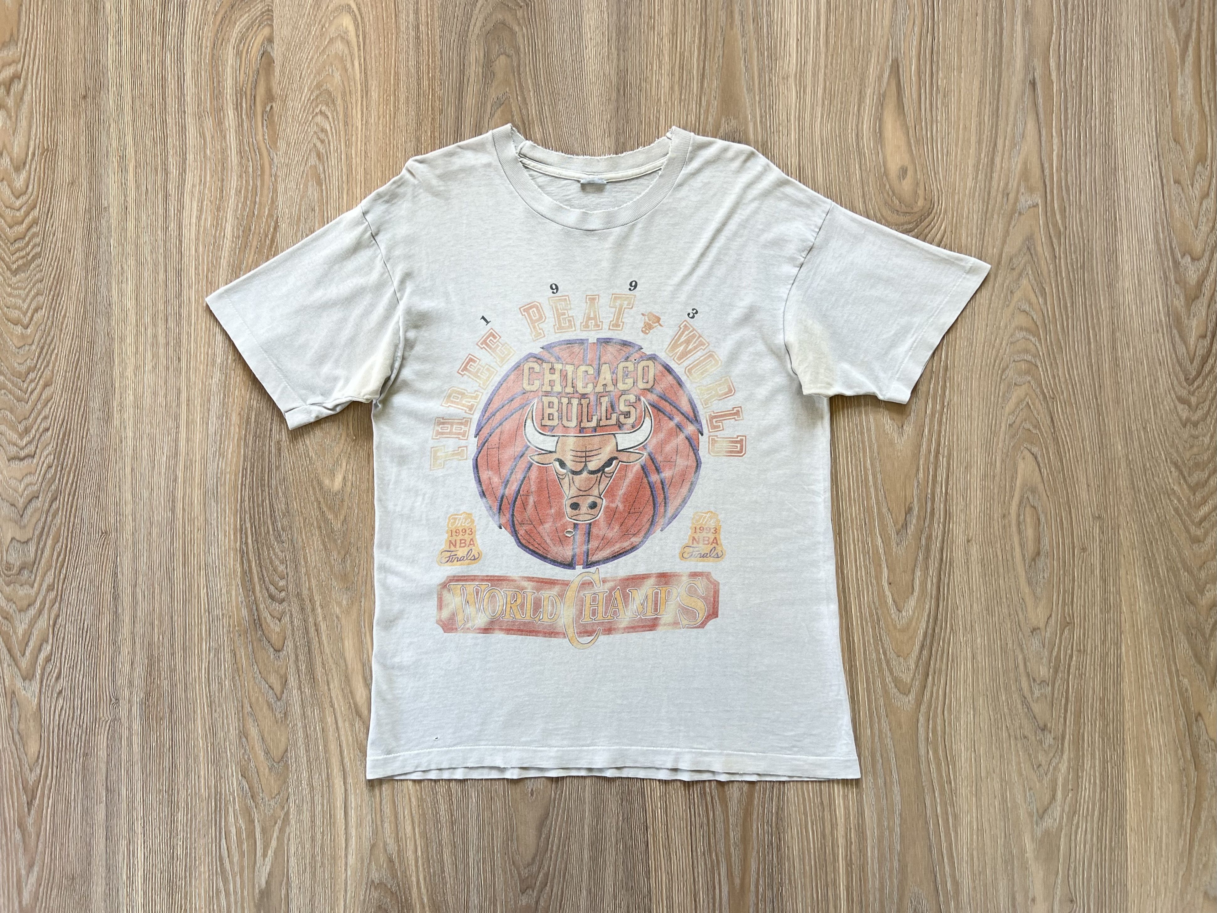 Vintage 1993 Chicago Bulls Three Peat World NBA Champs Tee