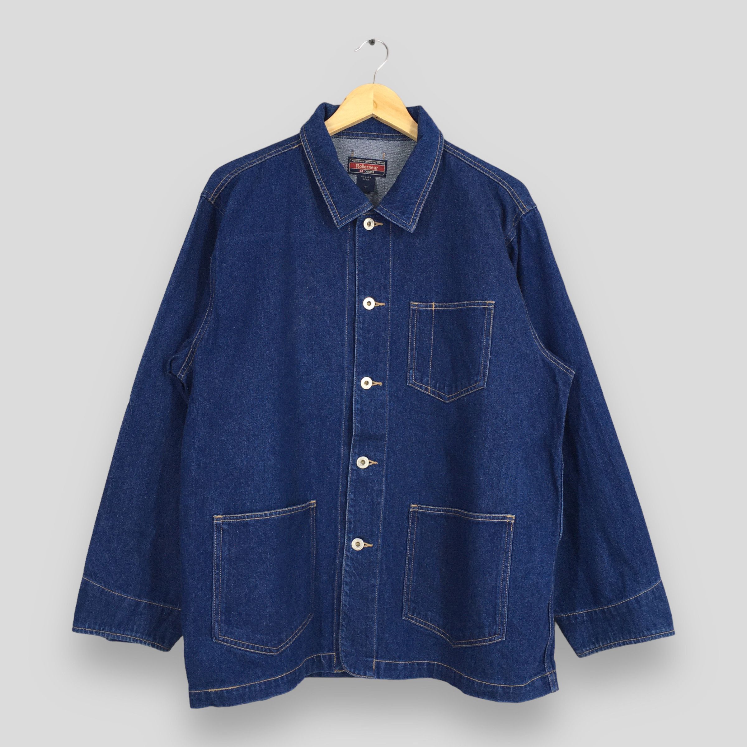 Vintage Vintage Rollergear Denim Workwear Blue Jacket Medium Size US M / EU 48-50 / 2 - 1 Thumbnail