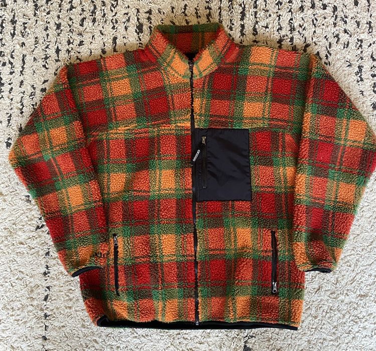 GX1000 Gx1000 orange/green Sherpa plaid fleece | Grailed