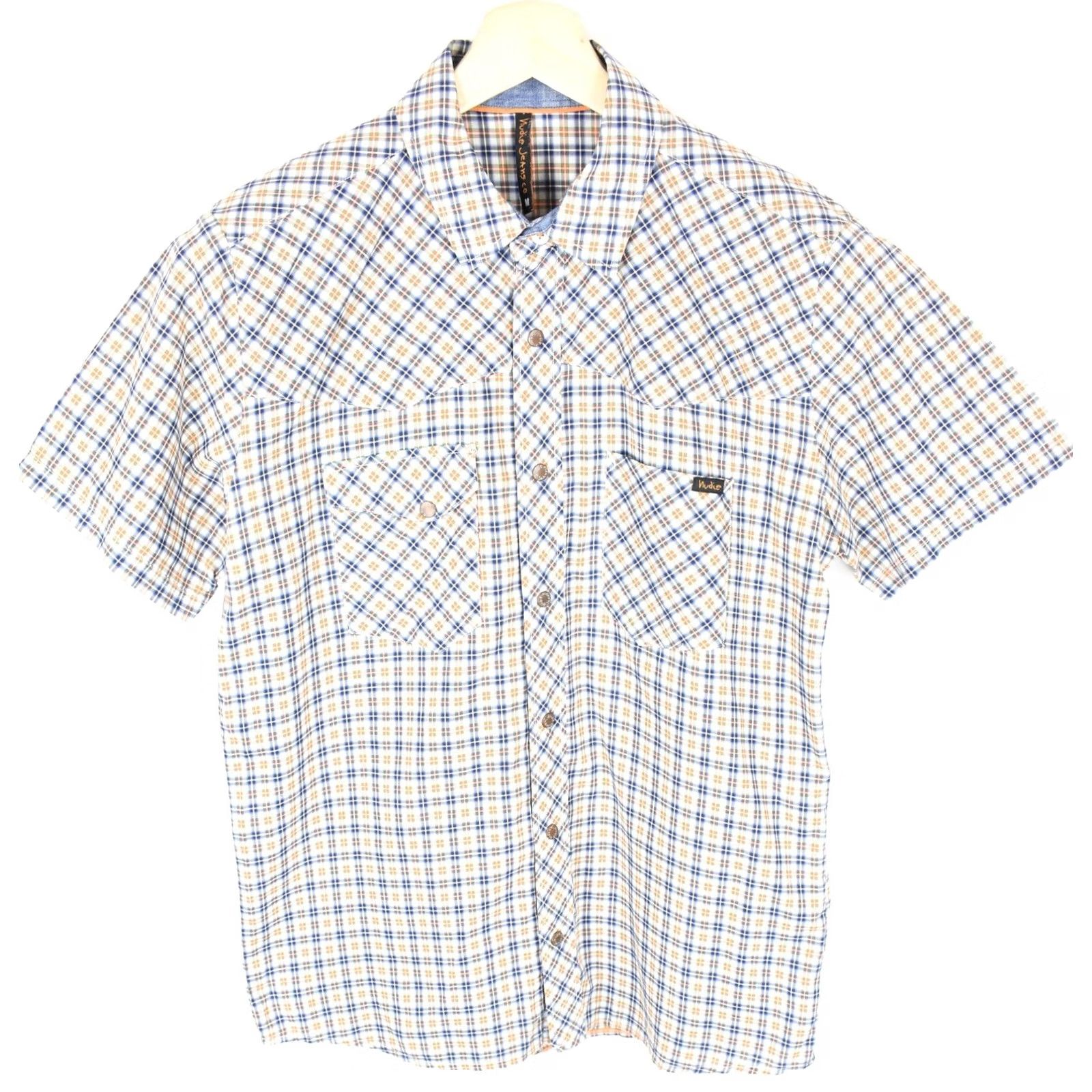 Vintage NUDIE Shirt Men M Short Sleeve Pattern Check Pockets Size US M / EU 48-50 / 2 - 2 Thumbnail