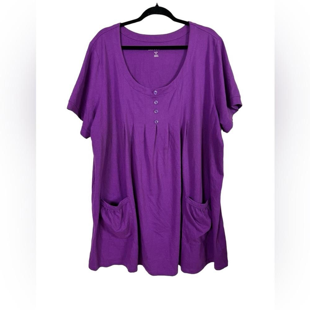 Designer Roaman’s l Two-Pocket Soft Knit Tunic Purple 1X Size XL / US 12-14 / IT 48-50 - 2 Thumbnail