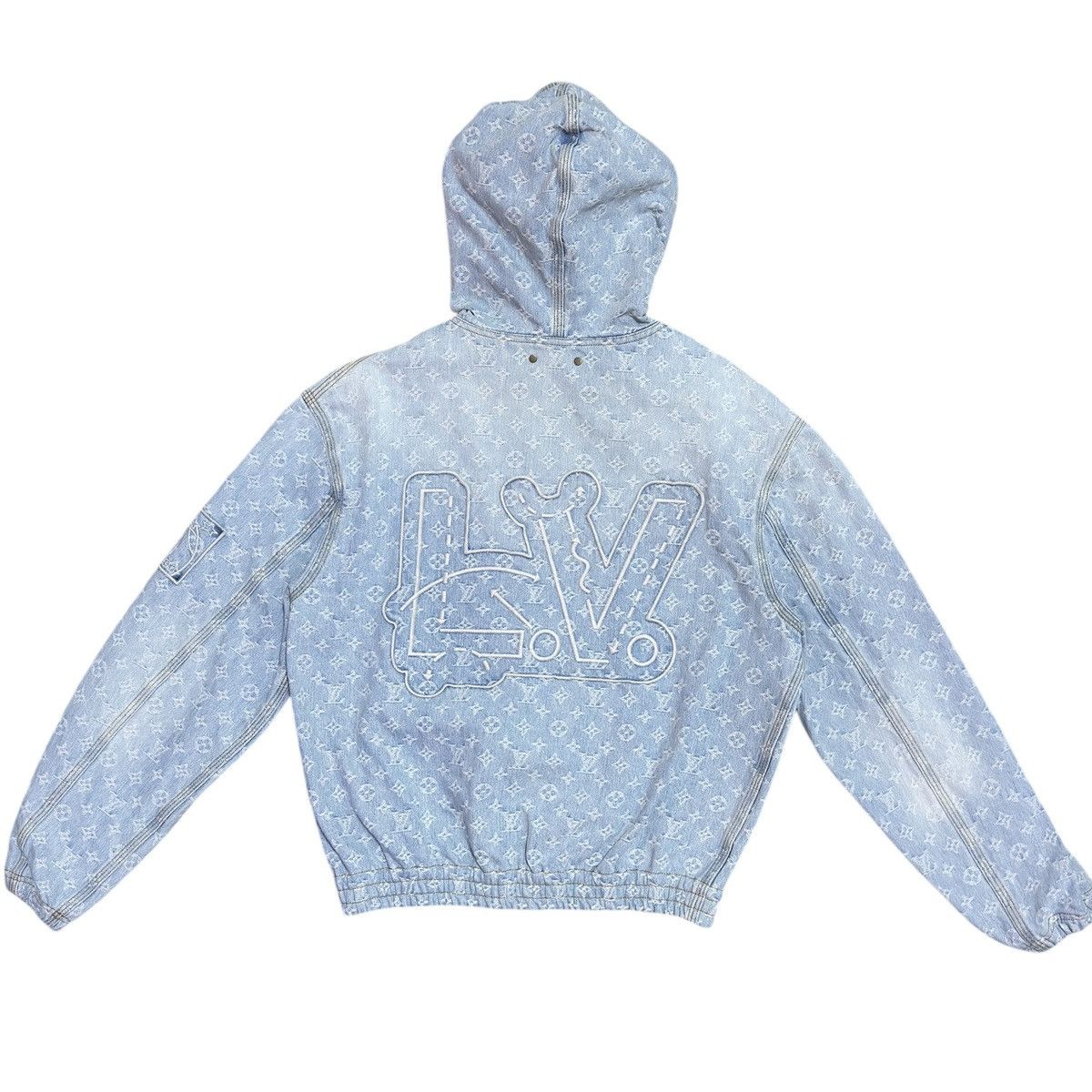 Louis Vuitton × NBA Louis Vuitton NBA Blue Denim Monogram Bomber Jacket Size US L / EU 52-54 / 3 - 2 Thumbnail