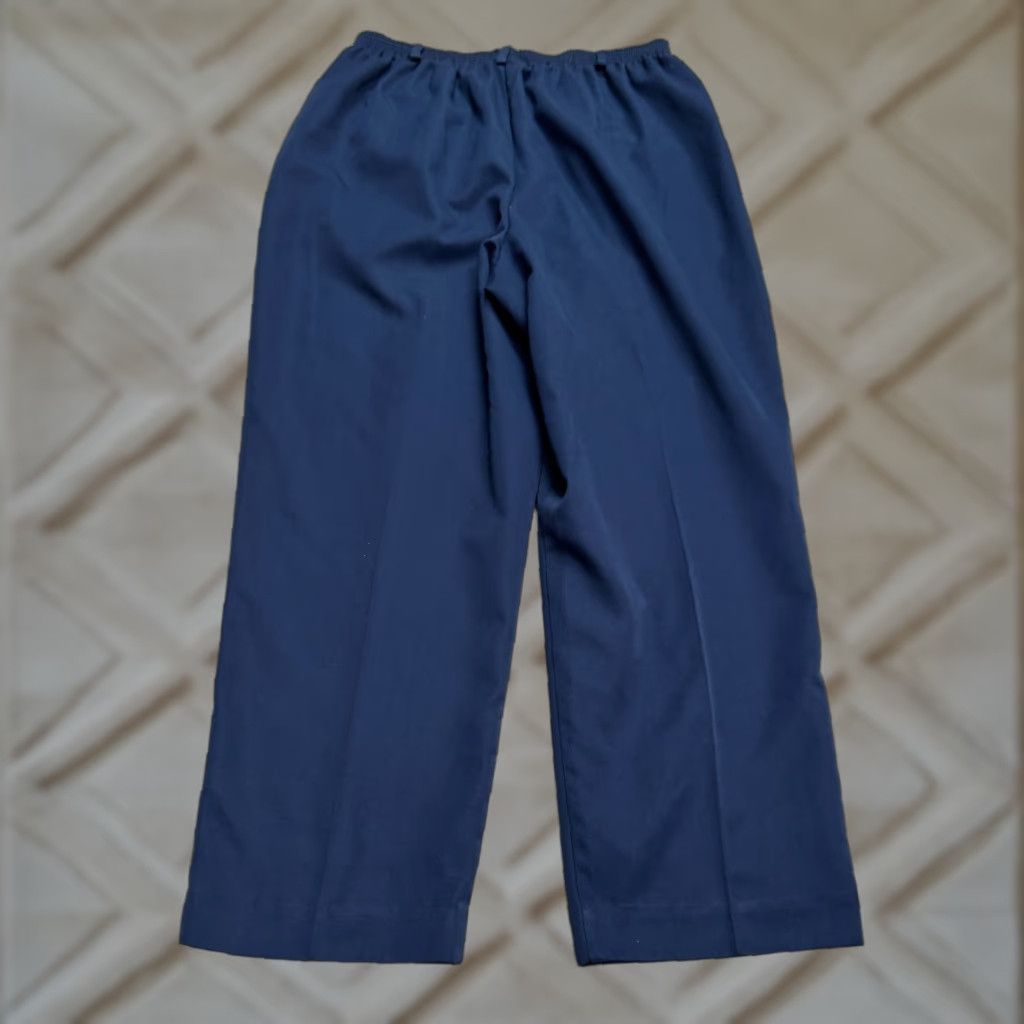 Vintage VINTAGE Alfred Dunner Pants Dress 14 Navy Blue 90s Classic Women Pull On Trouser Shirt? Size 36" / US 14 / IT 50 - 1 Thumbnail
